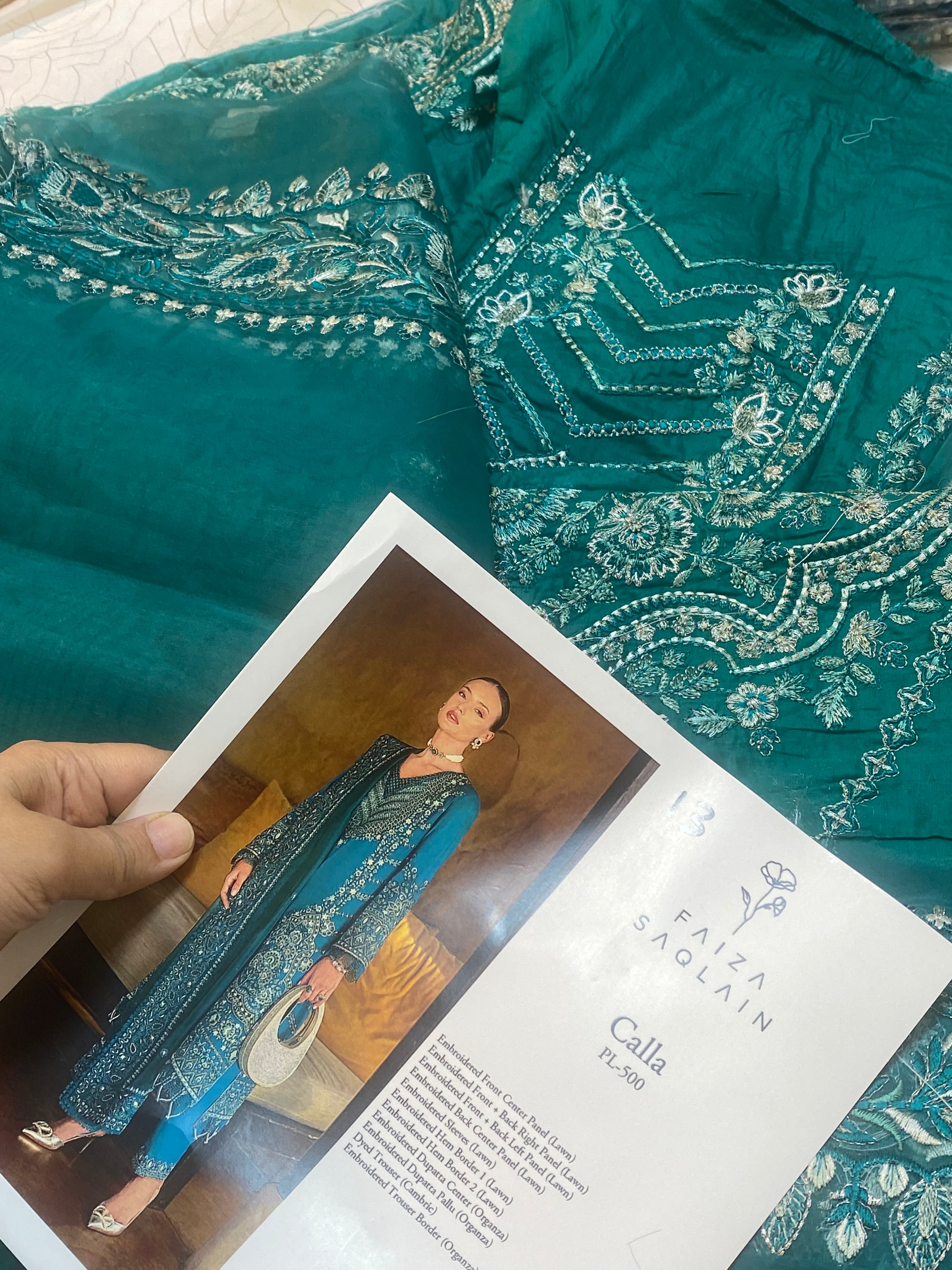 Faiza saqlain emreld green  Ayesha Khan Batik