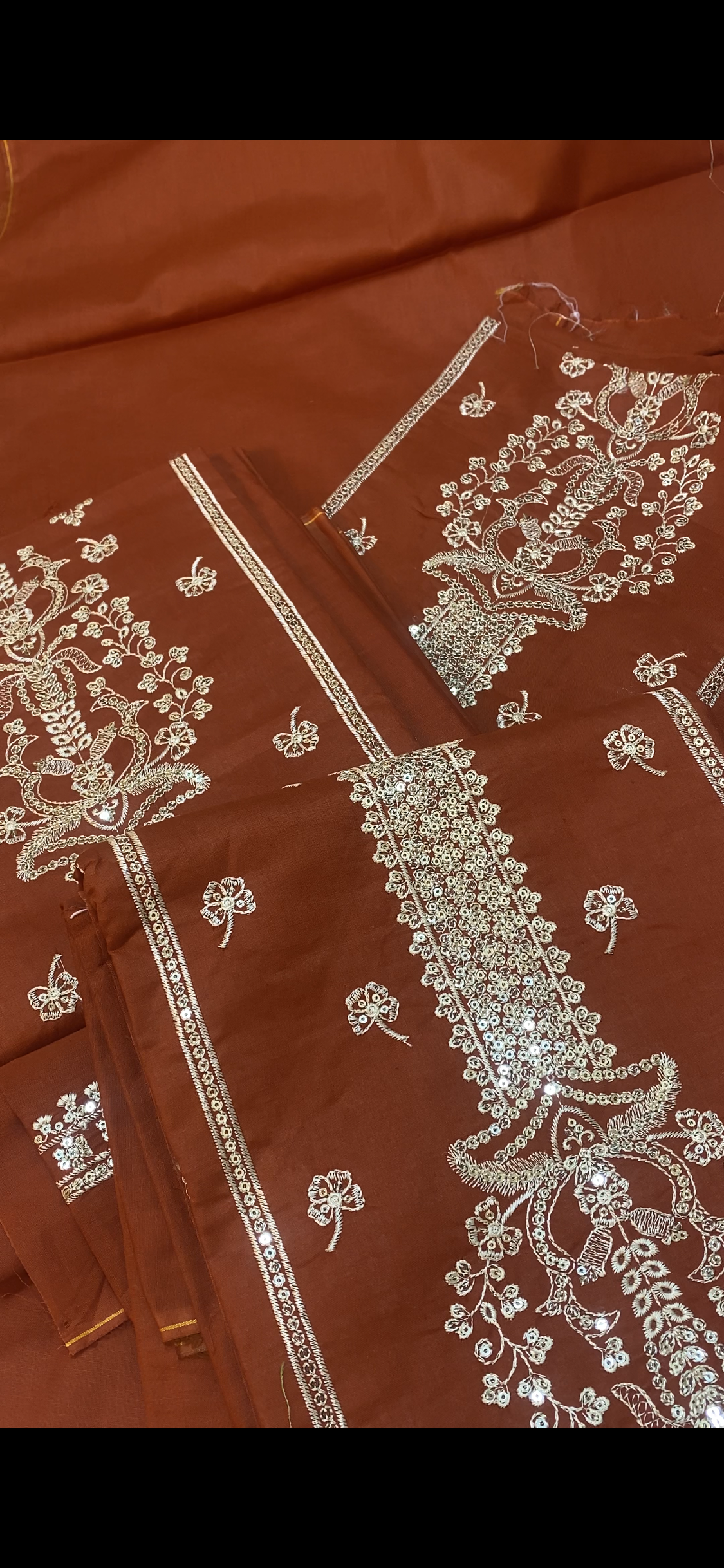 Rust 2pc sequence lawn full heavy embroidery (pomi)