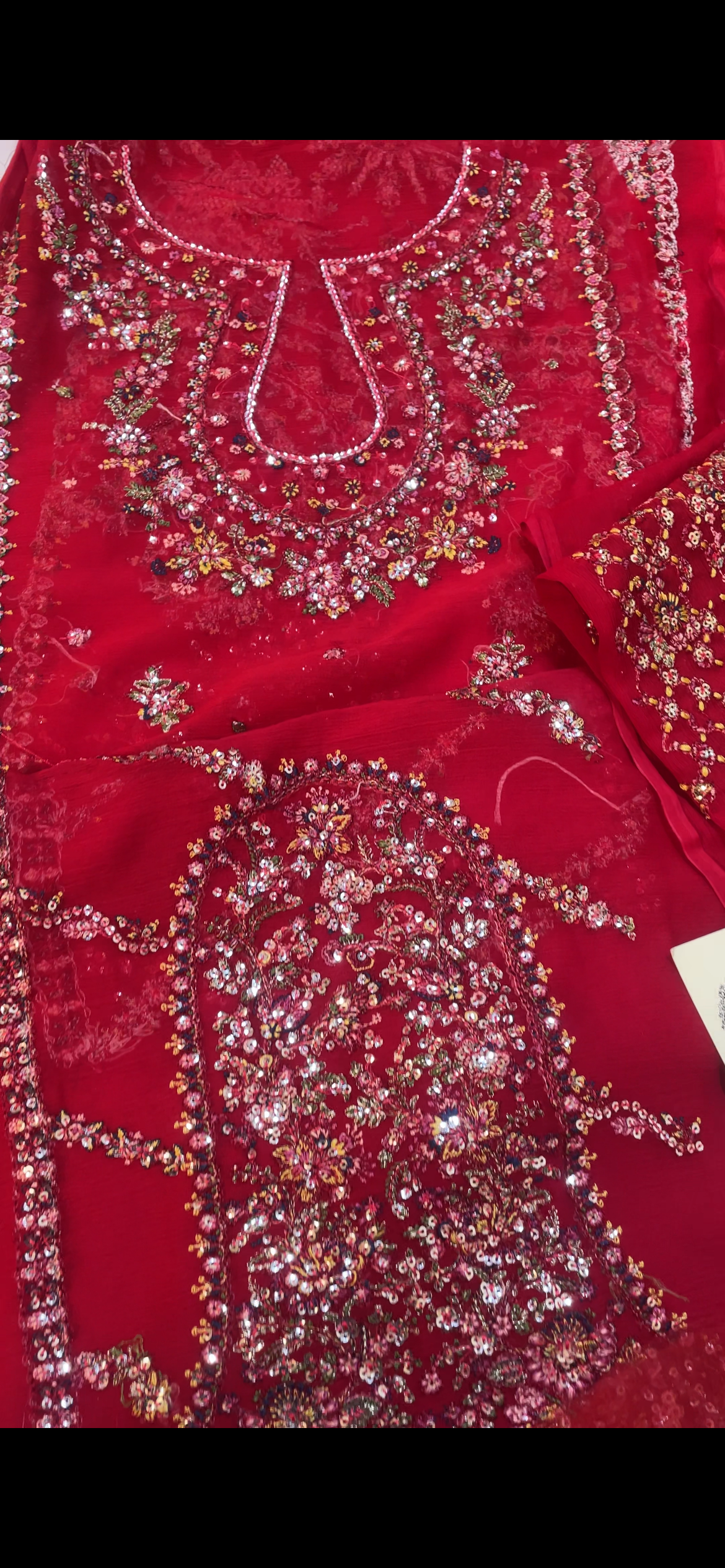 Hussain Rehar red chiffon SU
