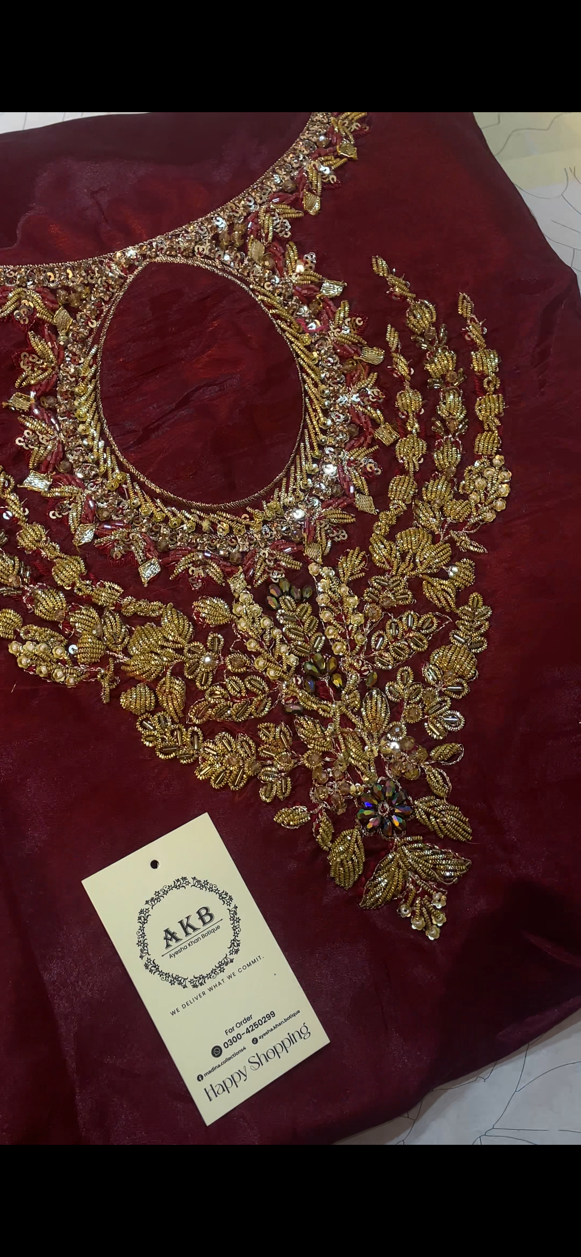 Hussain rehar maron oval neck