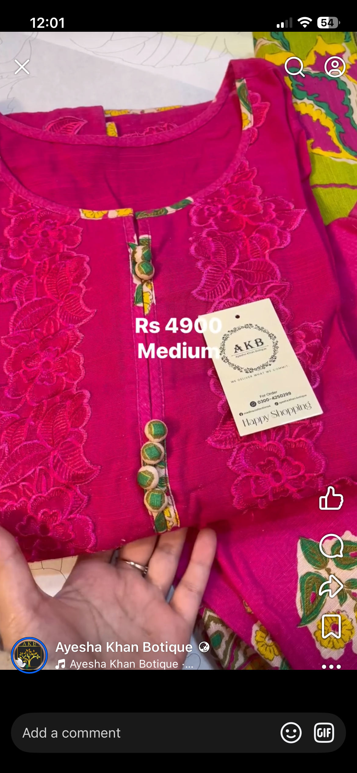Hotpink khaddar medium stitched