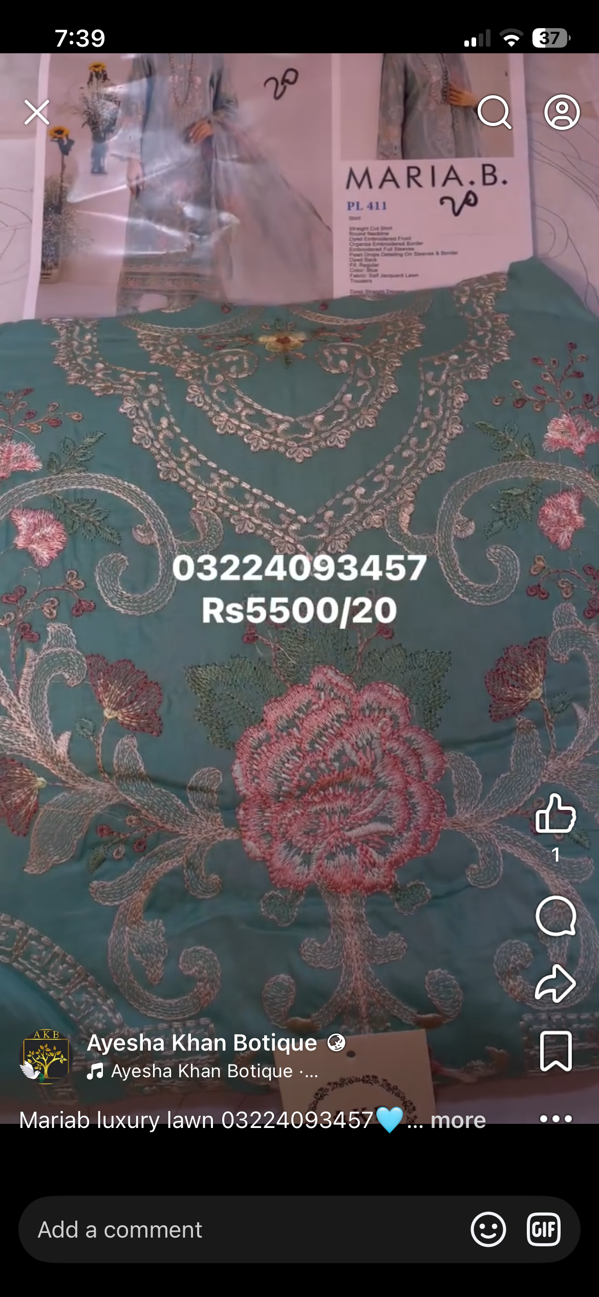 Maria.B luxury lawn PL411