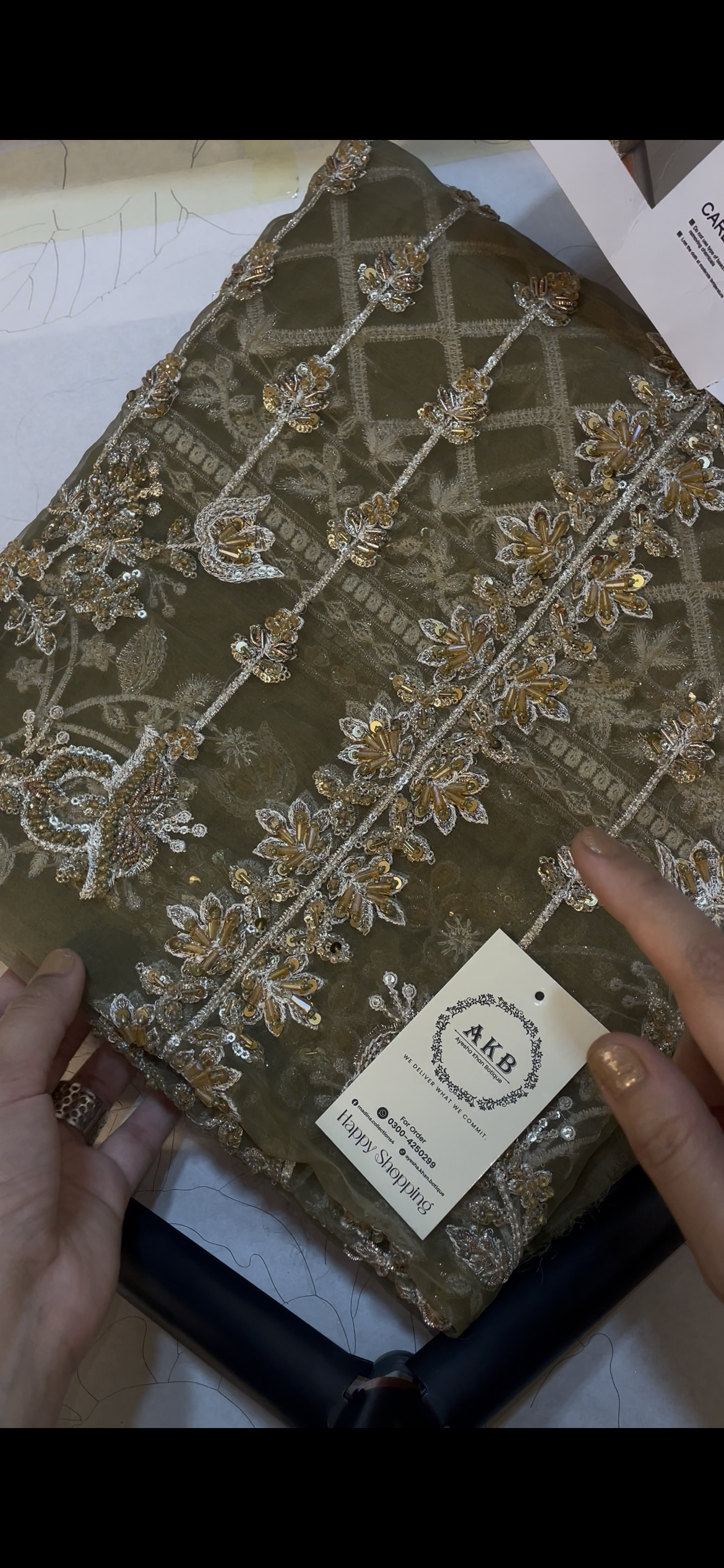 Mushq long gown mehndi Ai