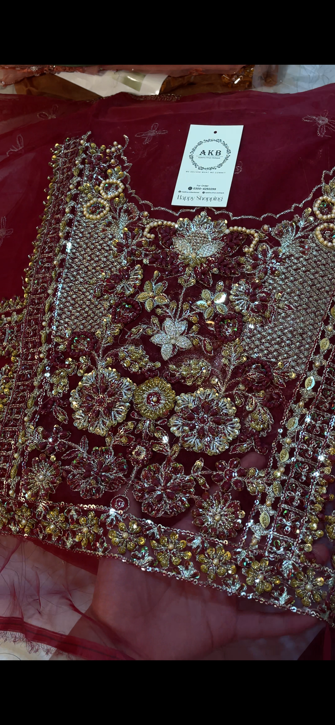 Hussain Rehar deep red maxi