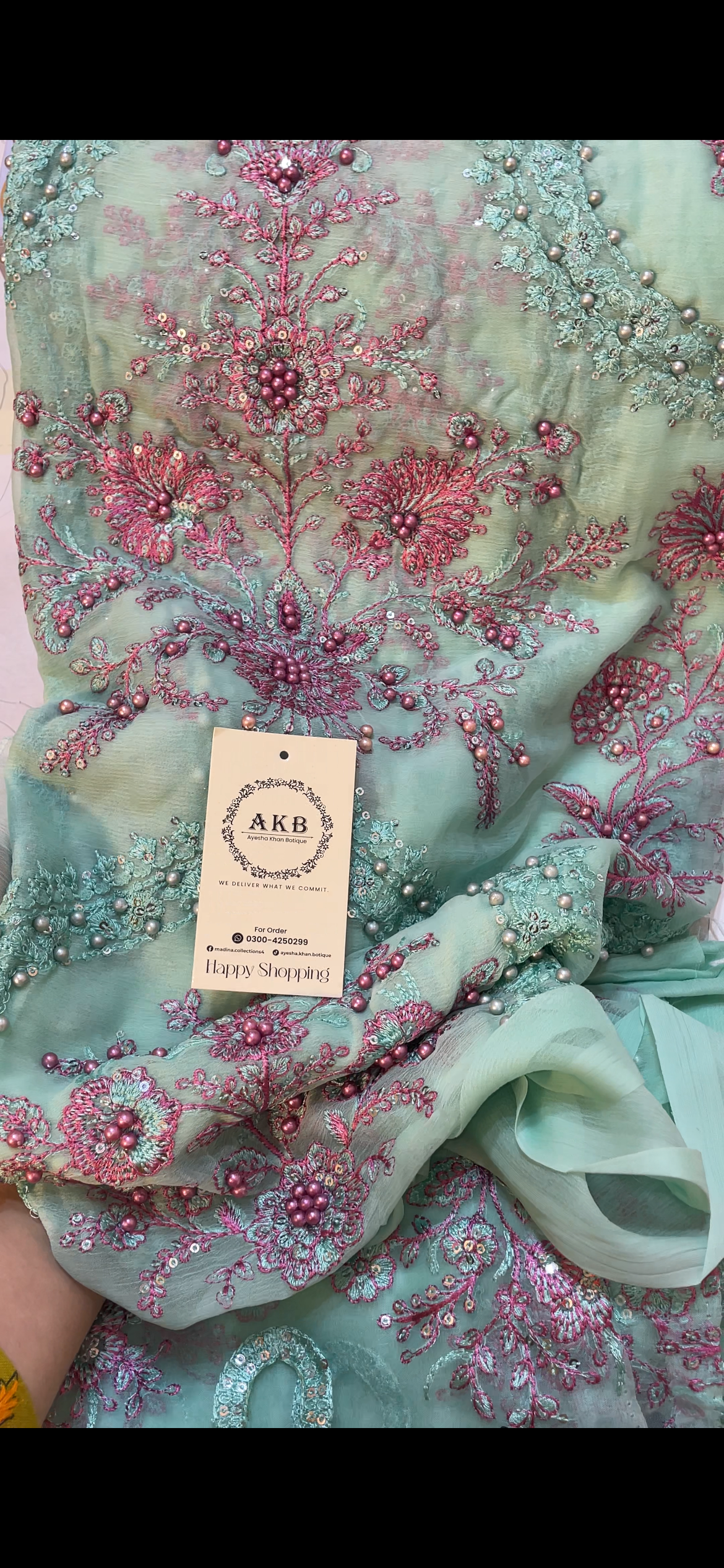 Mariab chiffon aqua pink