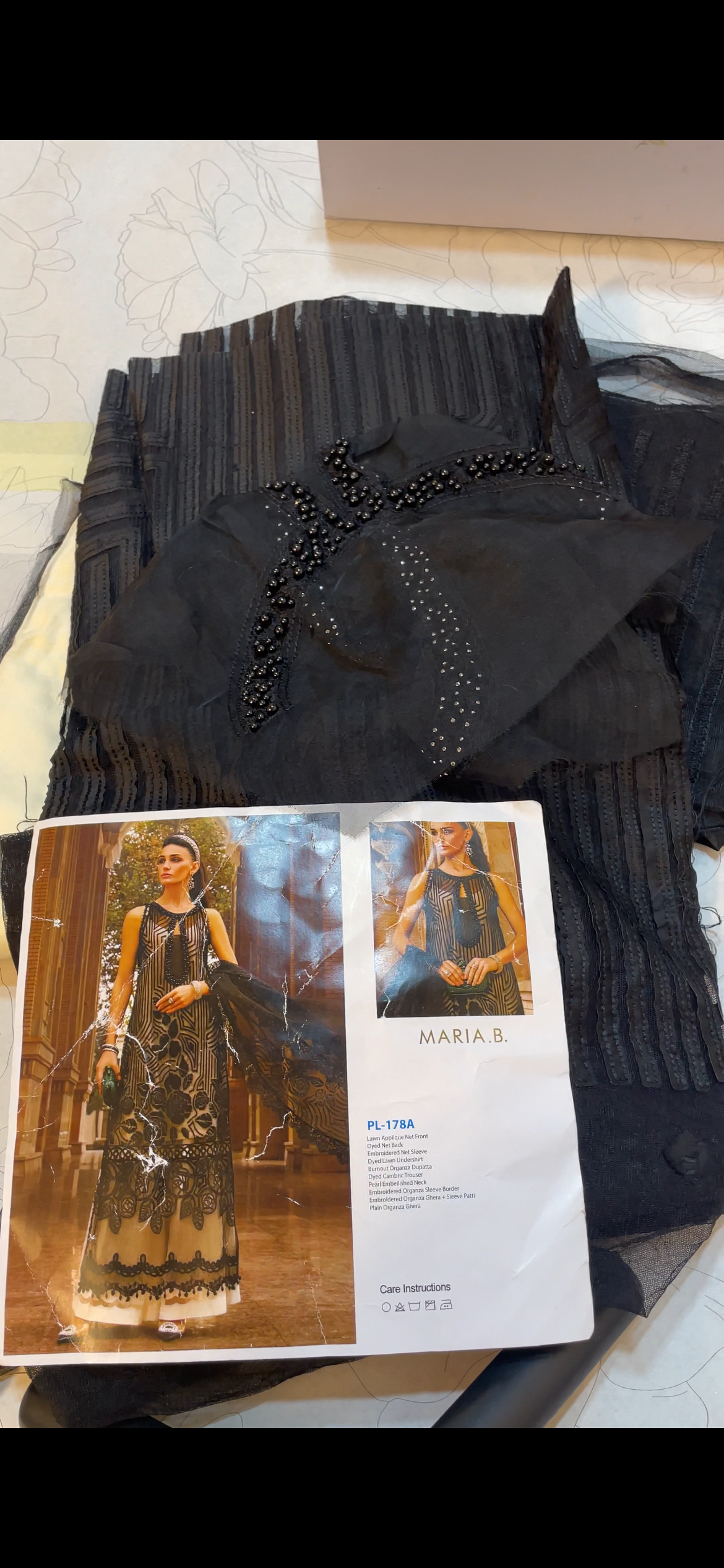 Maria b black net lawn 2pcs