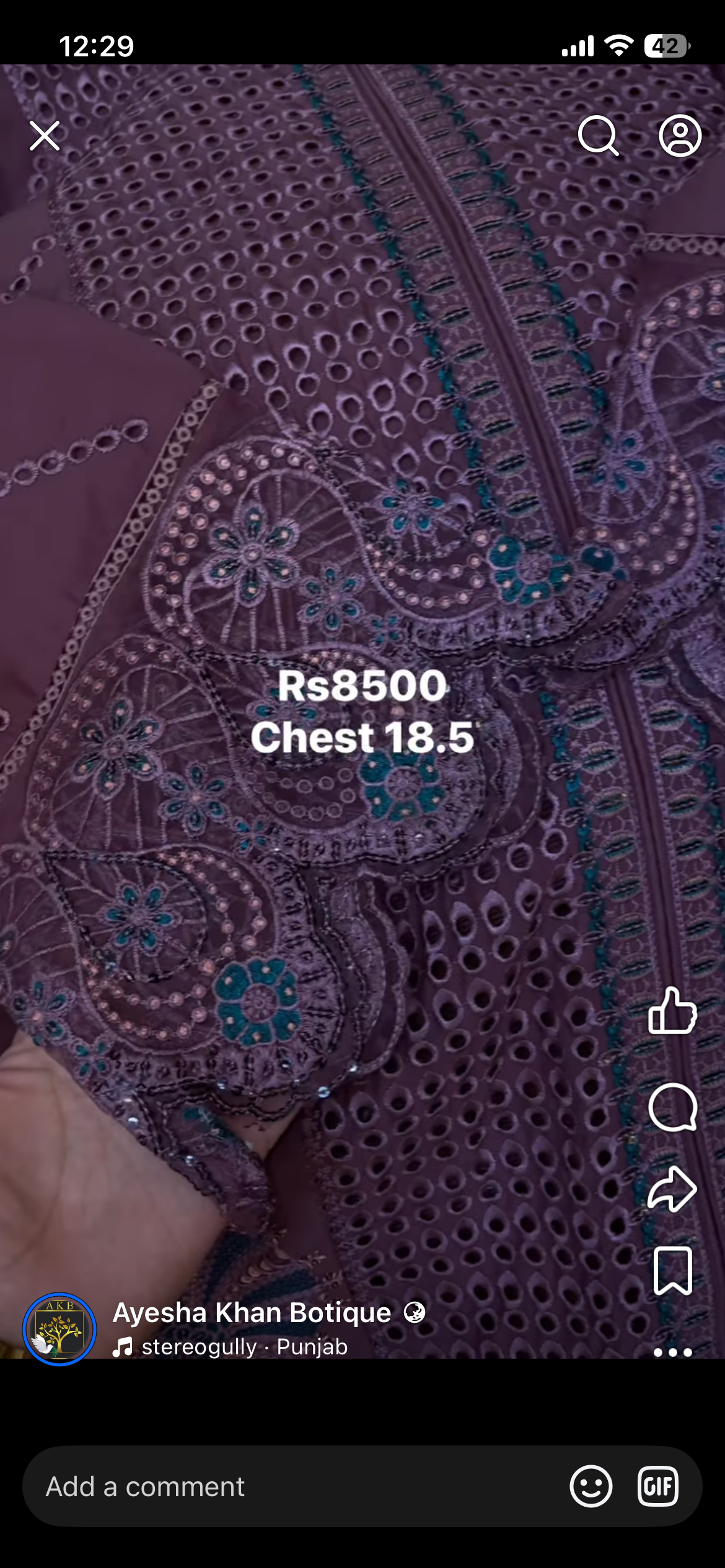 Ready to wear luxury embroidered 3pcs 18.5 chest