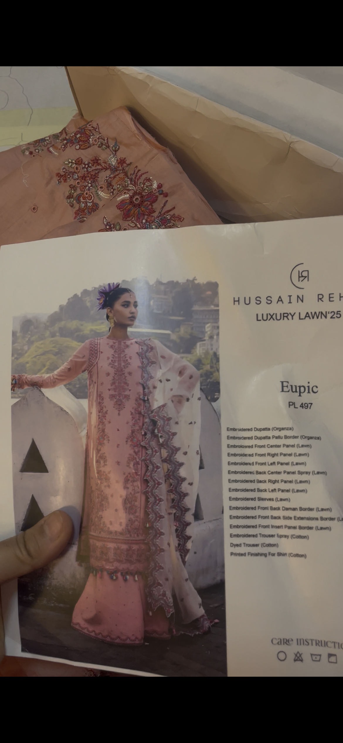 Hussain rehar Pink lawn