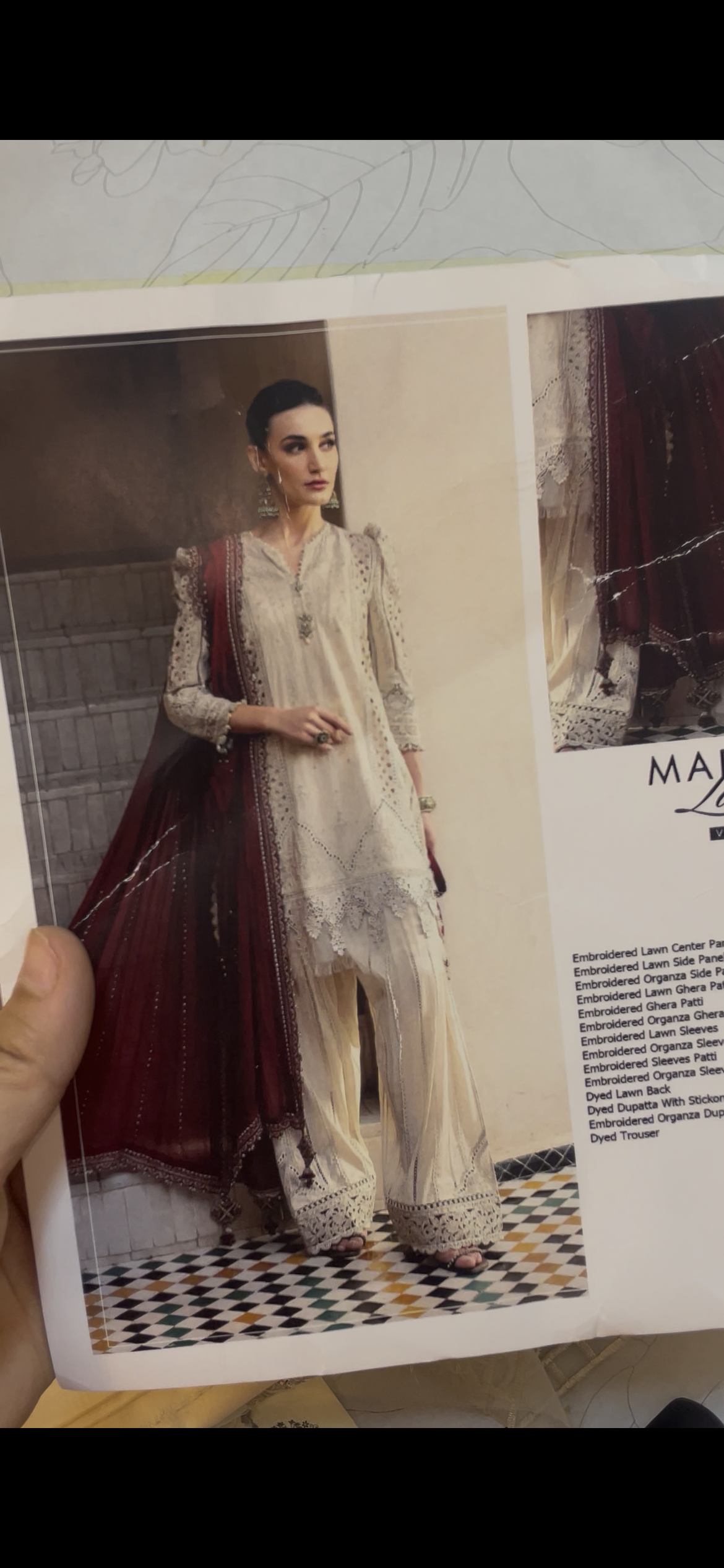 Maria B luxury Lawn with Chiffon Dupta
