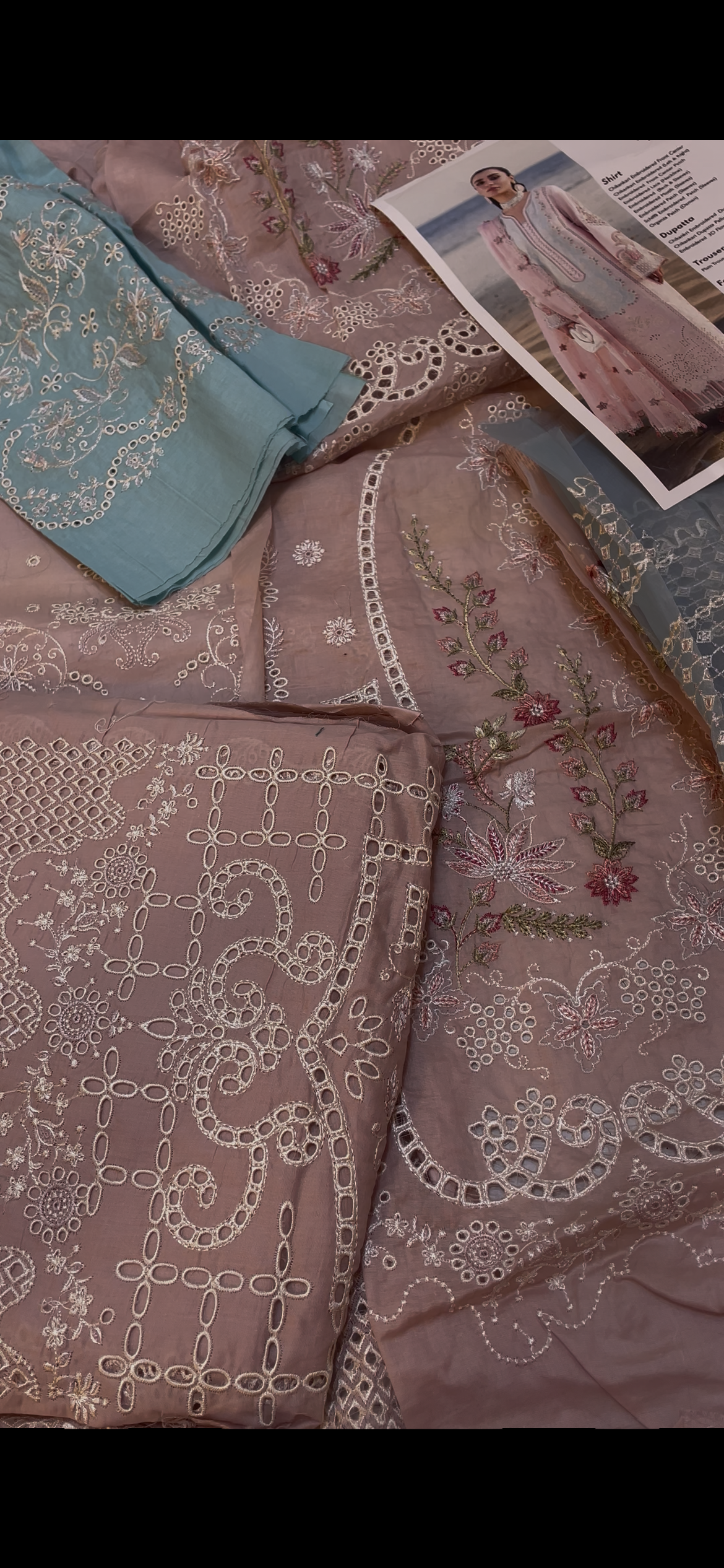 Qalamkar Pink with sky Center panel