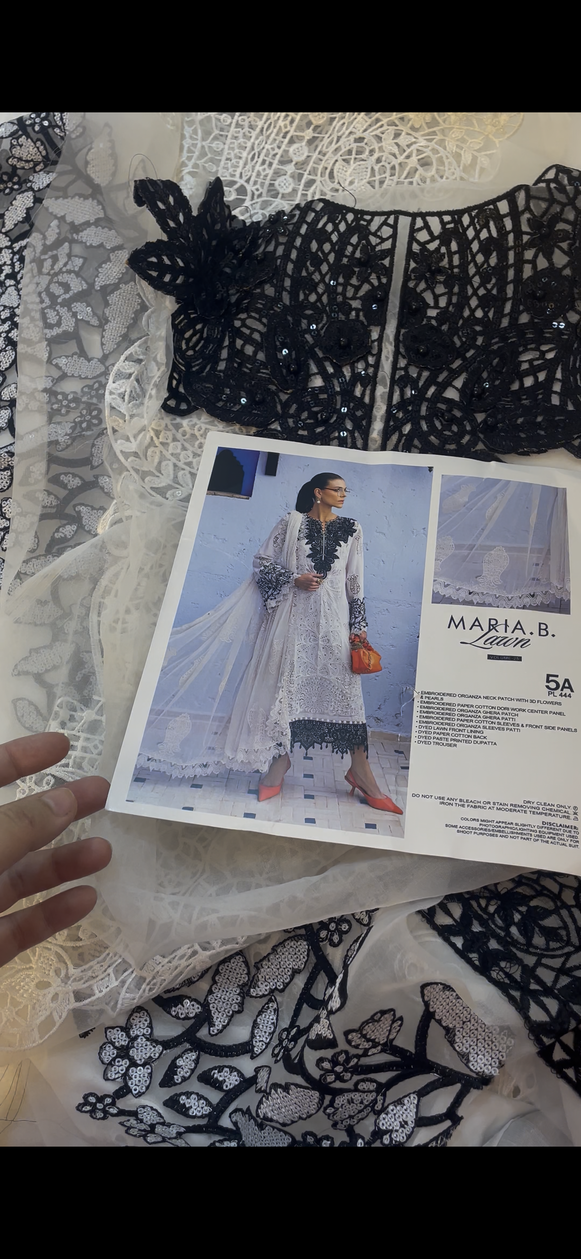 Maria B lawn White Black