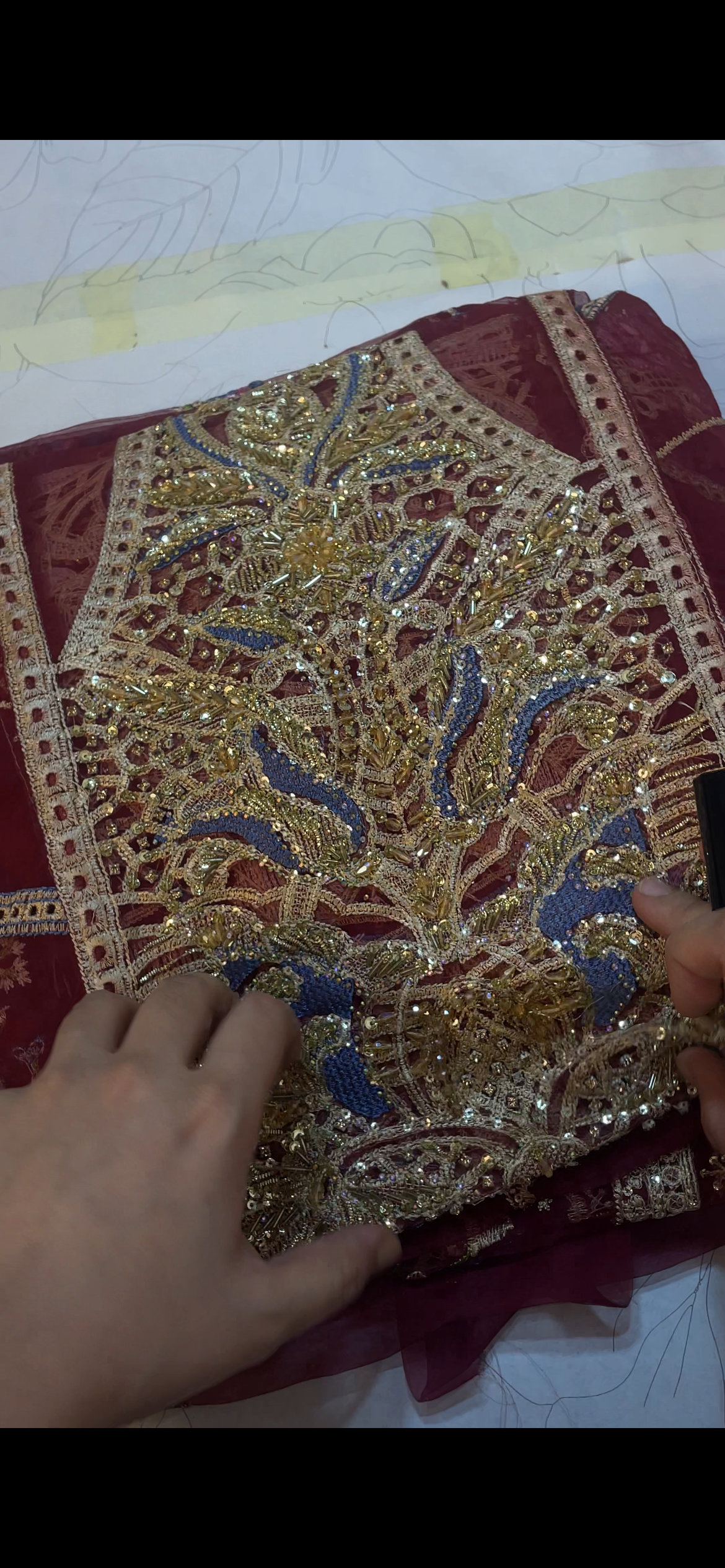 Maria B Red Fully Hand Made Center