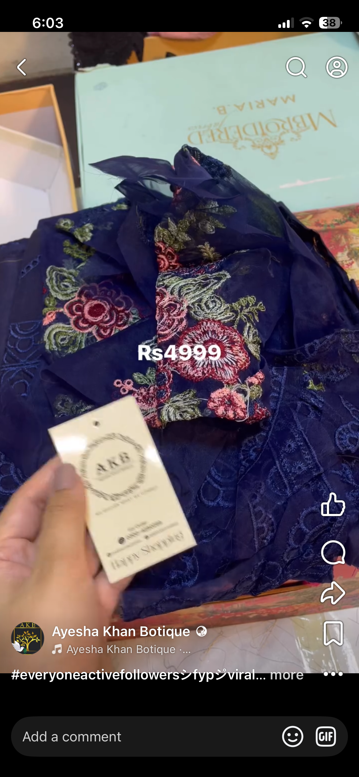 Maria B Blue Lawn (Green silk dupta)