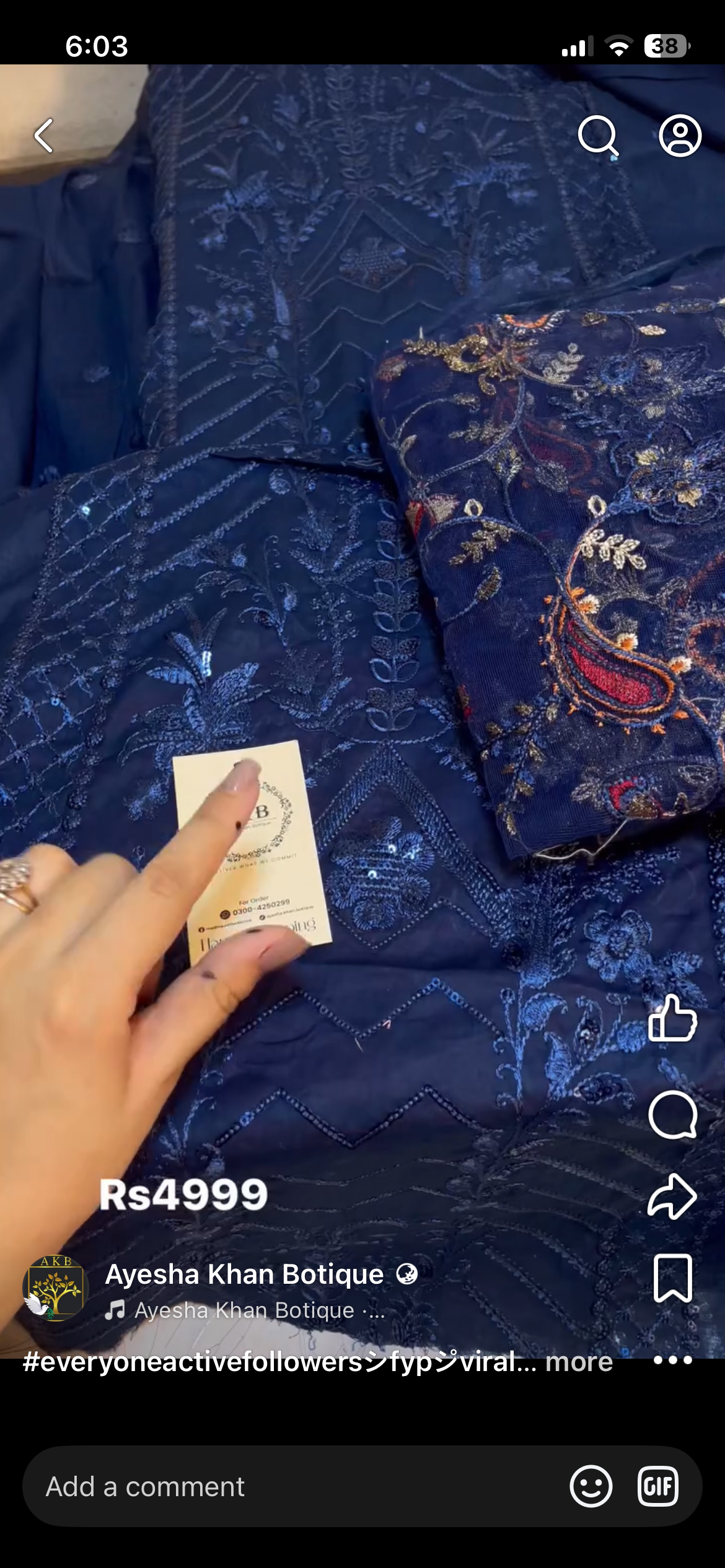 Maria B Blue Lawn Hand made Neckline