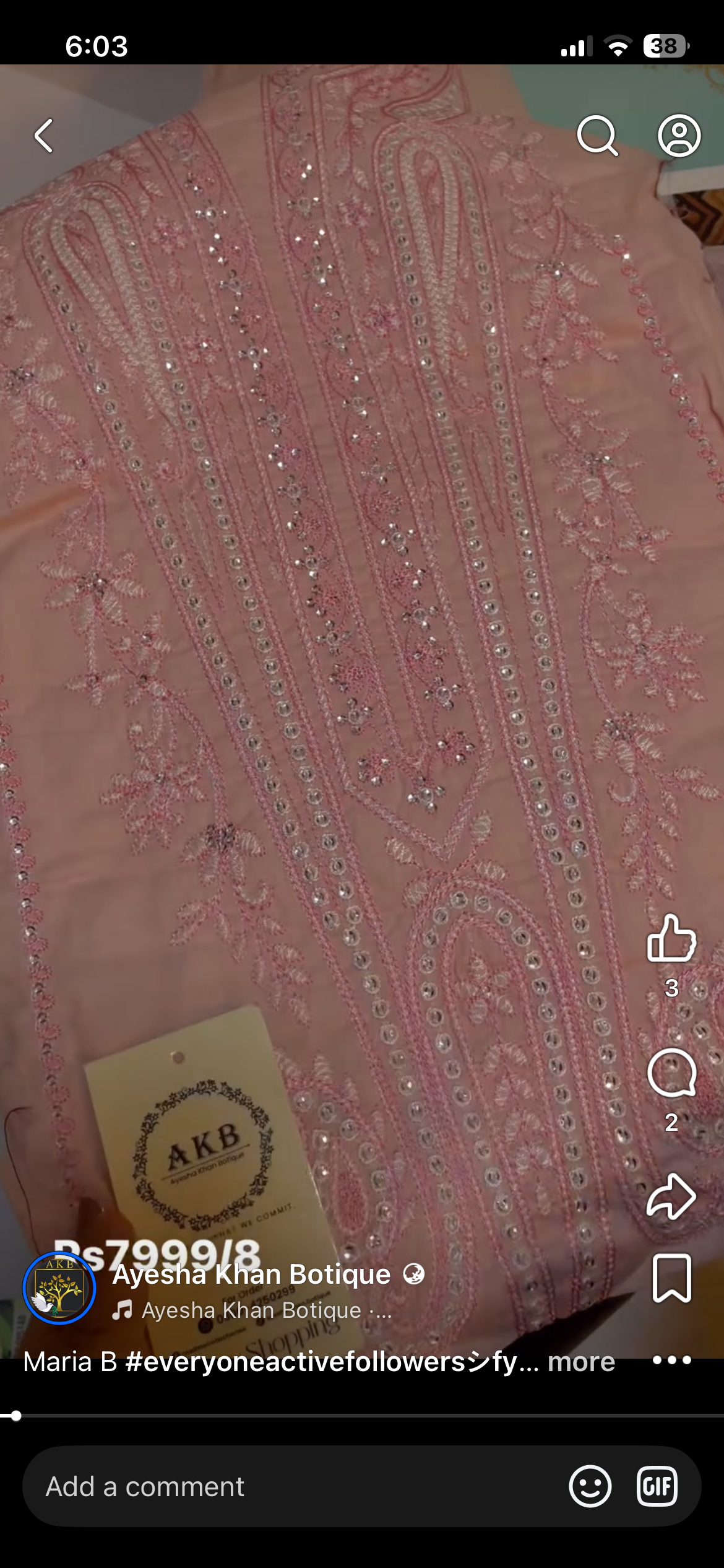 Maria B Luxury Lawn Pink with chiffon Mukesh Dupta