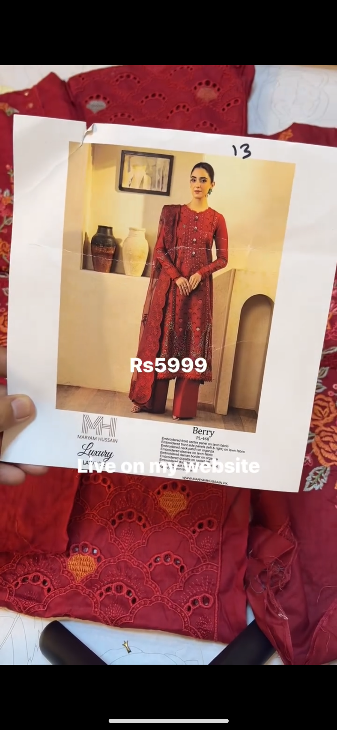 Mariyam Hussain Red Lawn