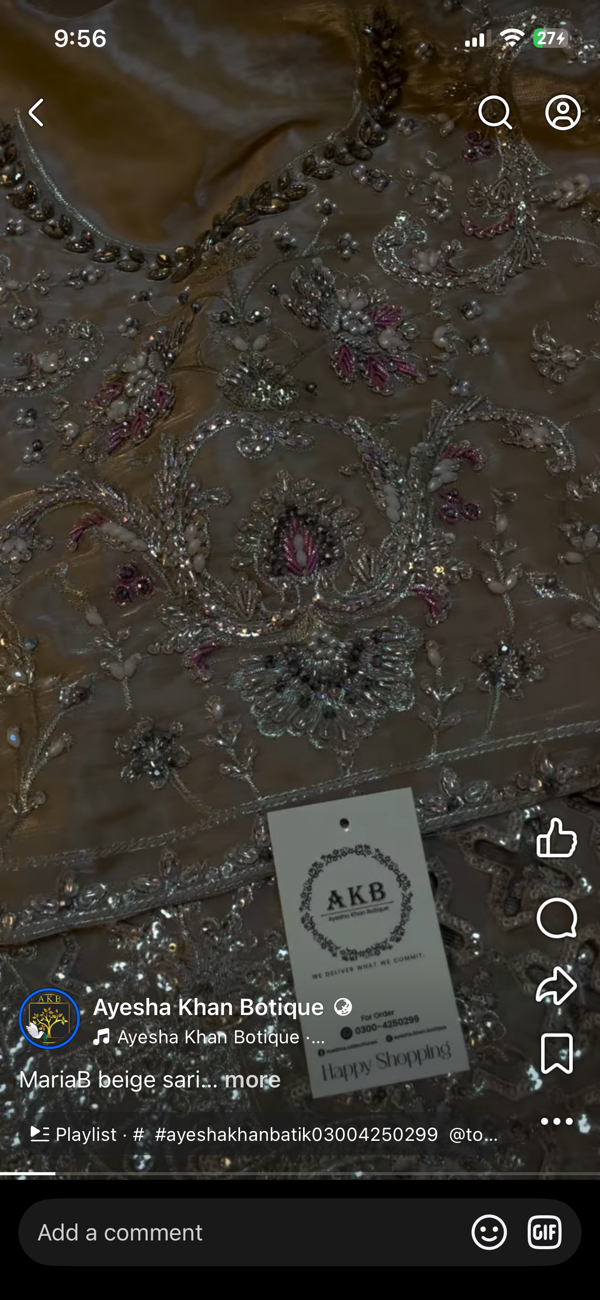 MariaB beige sari shisha silk