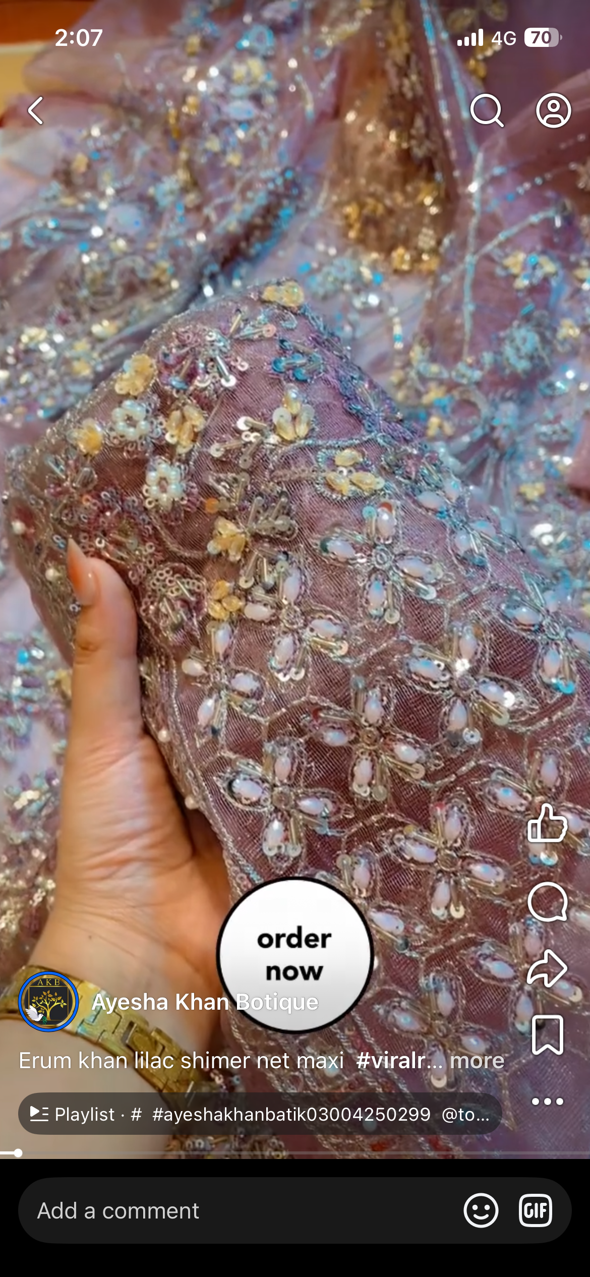 Erum khan lilac shimer net maxi