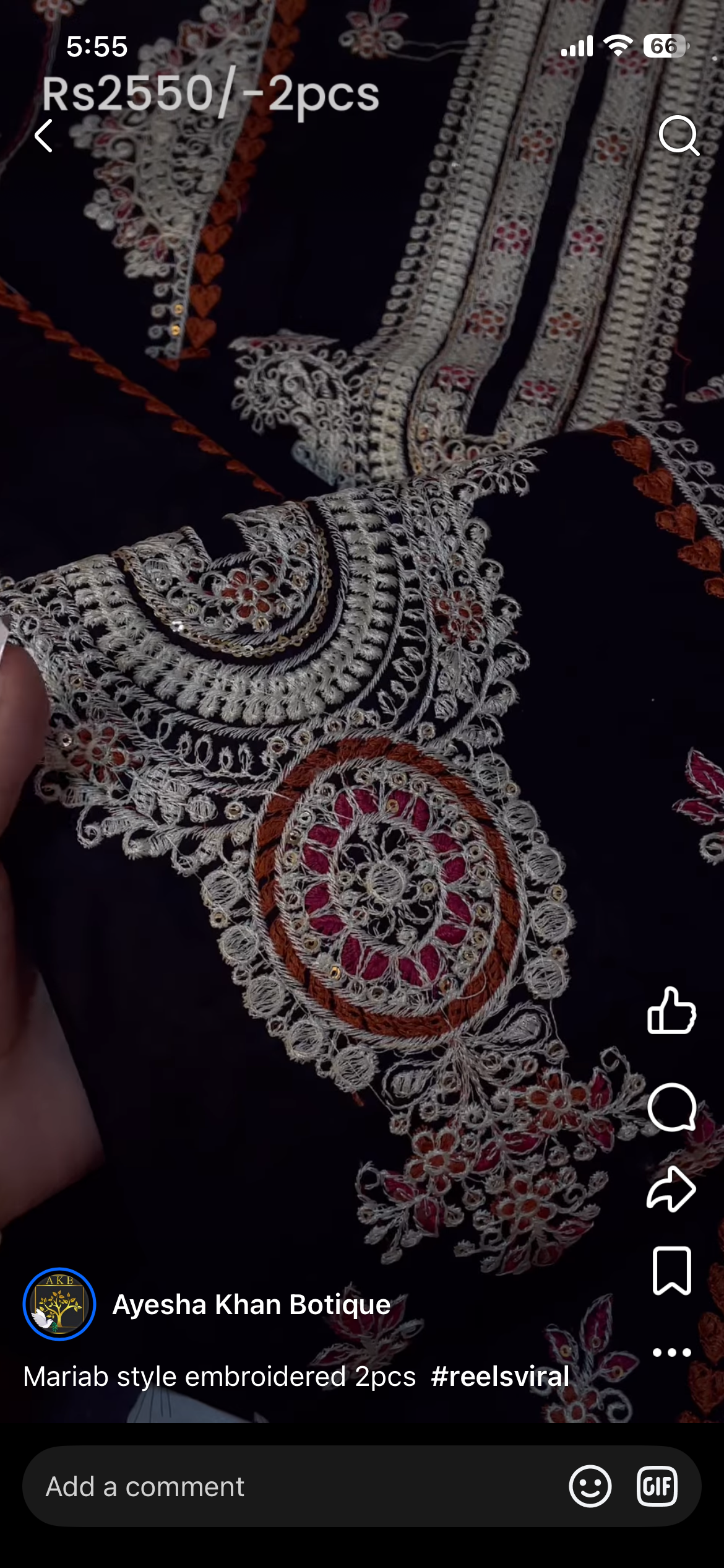 MariaB style embroidered black 2pcs