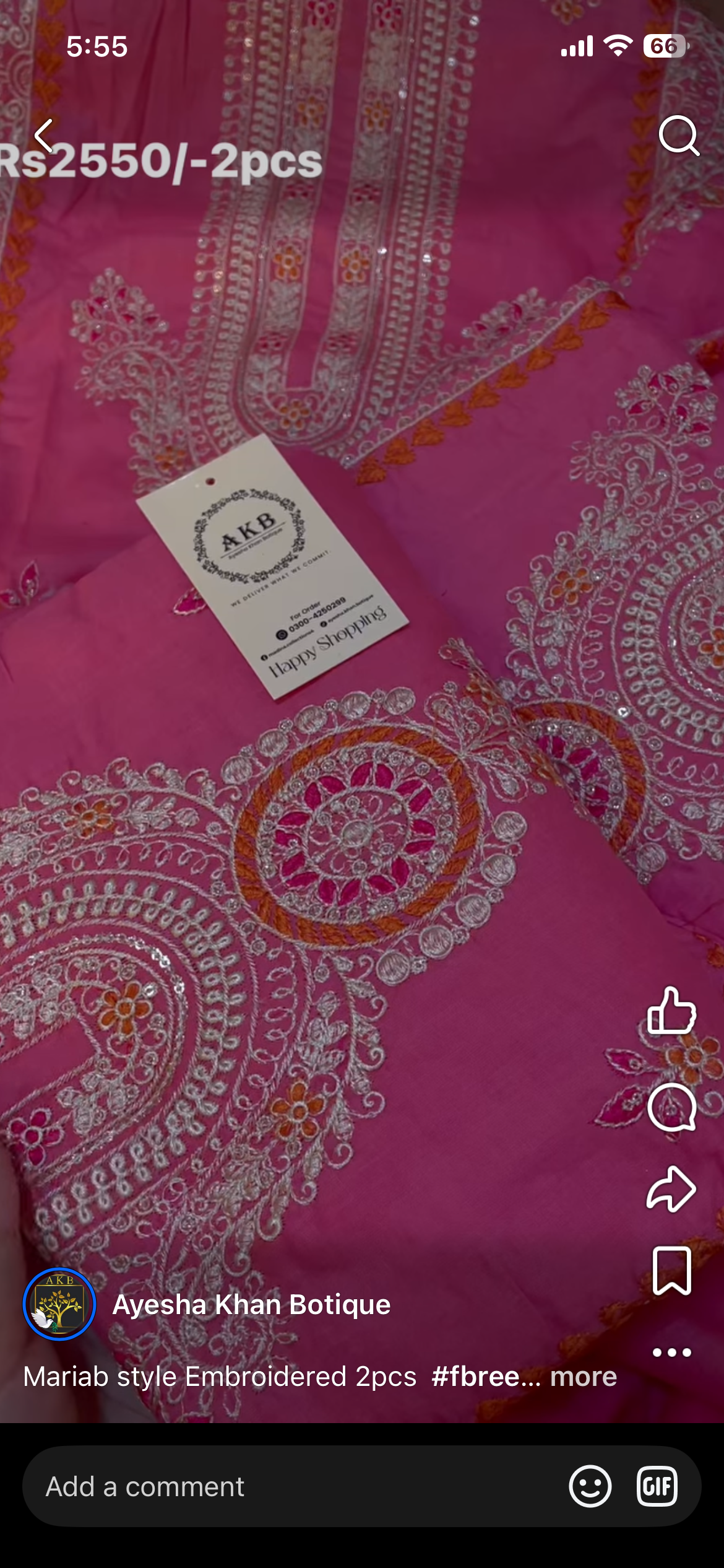 MariaB style embroidered pink 2pcs