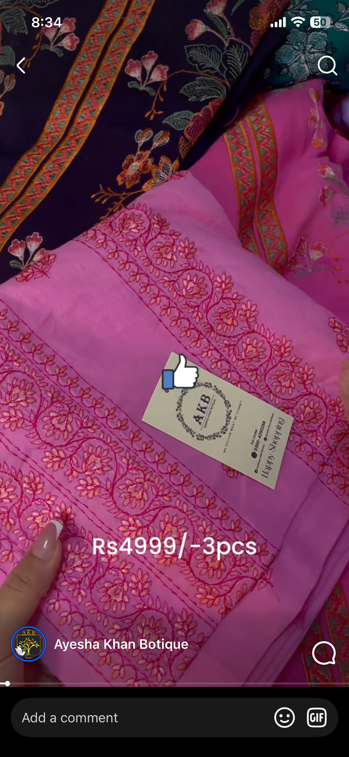 Bareeze lawn pink 3pcs