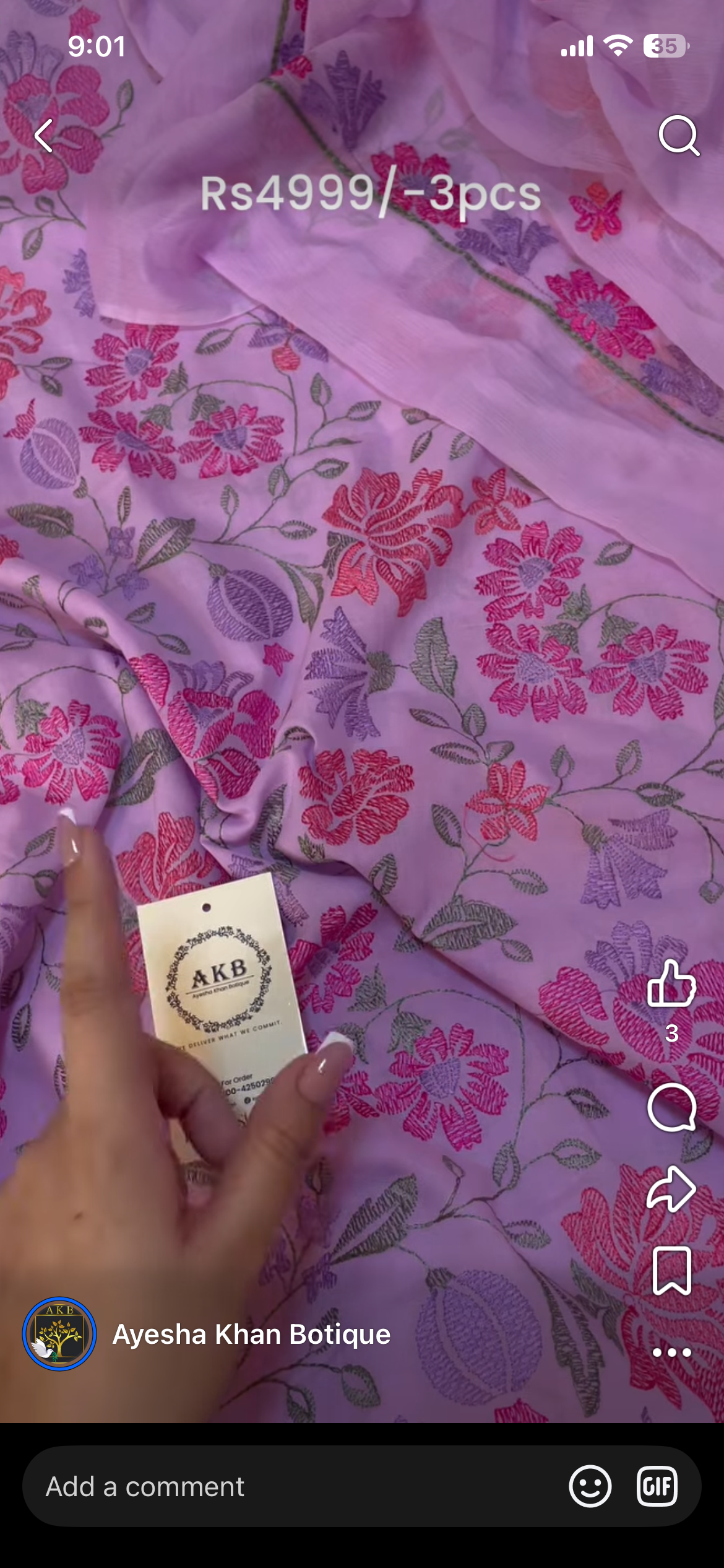 Bareeze lilac pink lawn