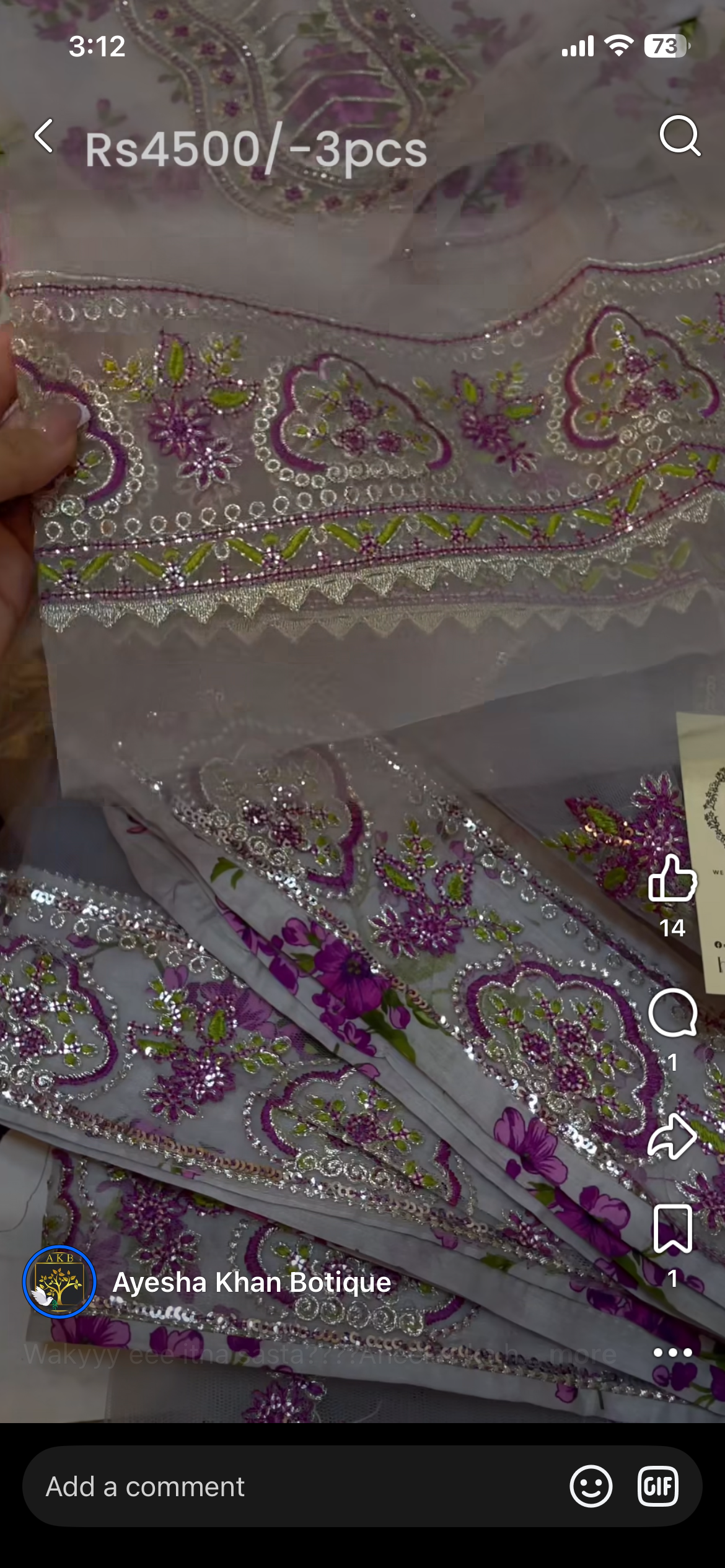 Aneela’s glittery floral luxurious 3pcs