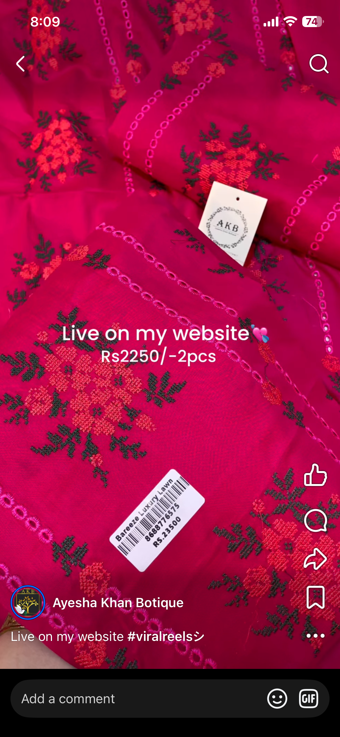 Bareeze cross krhai pink (pomi)