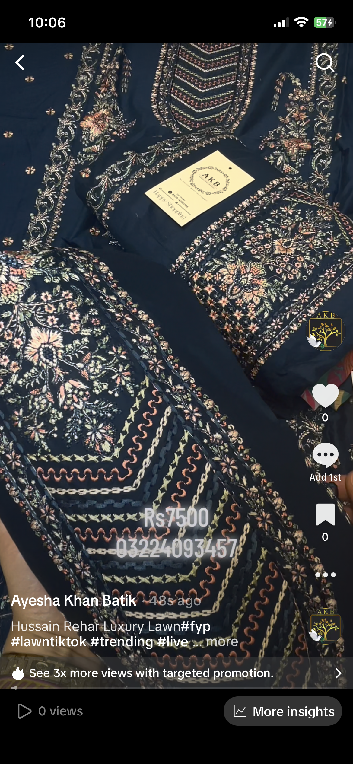 Hussain Rehar blue luxury lawn