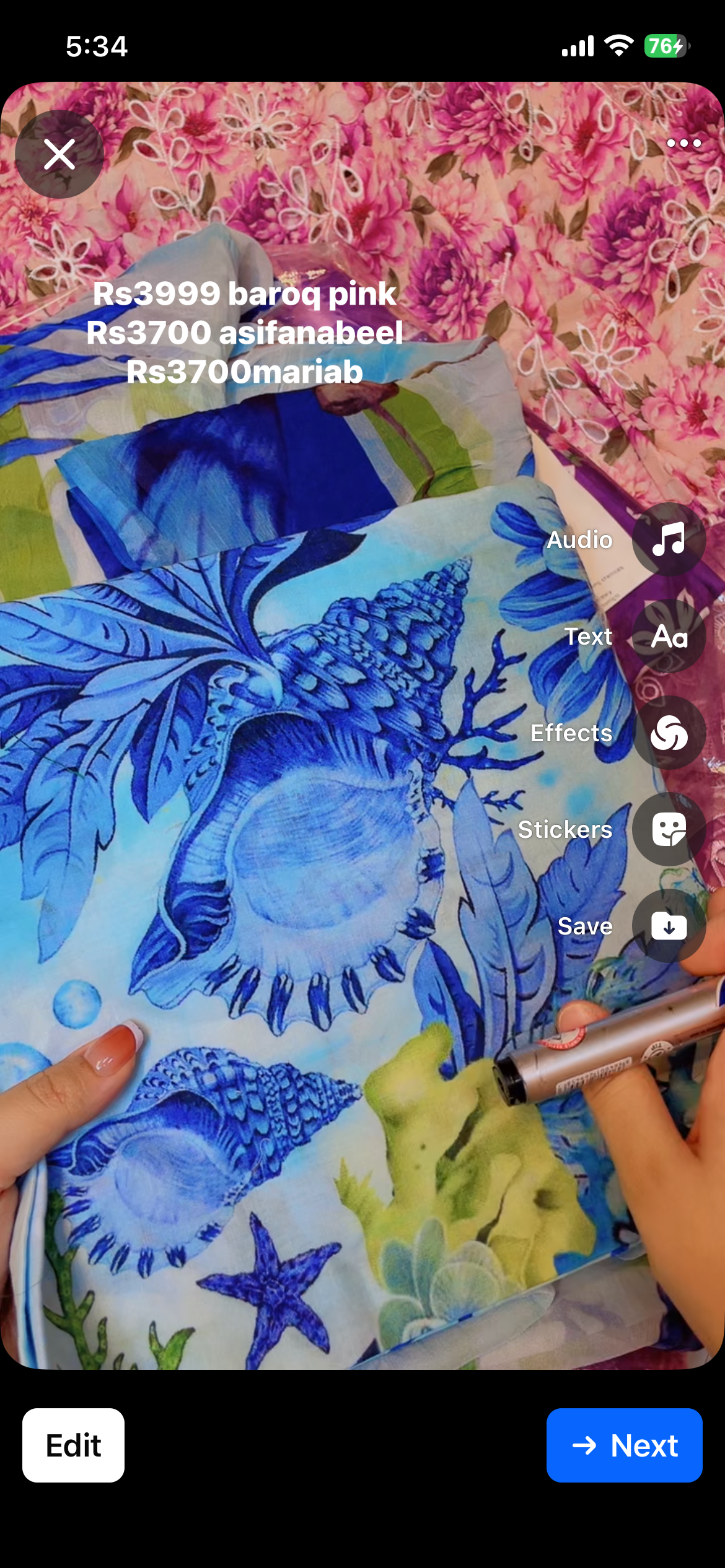 Mprint butterfly blue 3pcs pure dupta