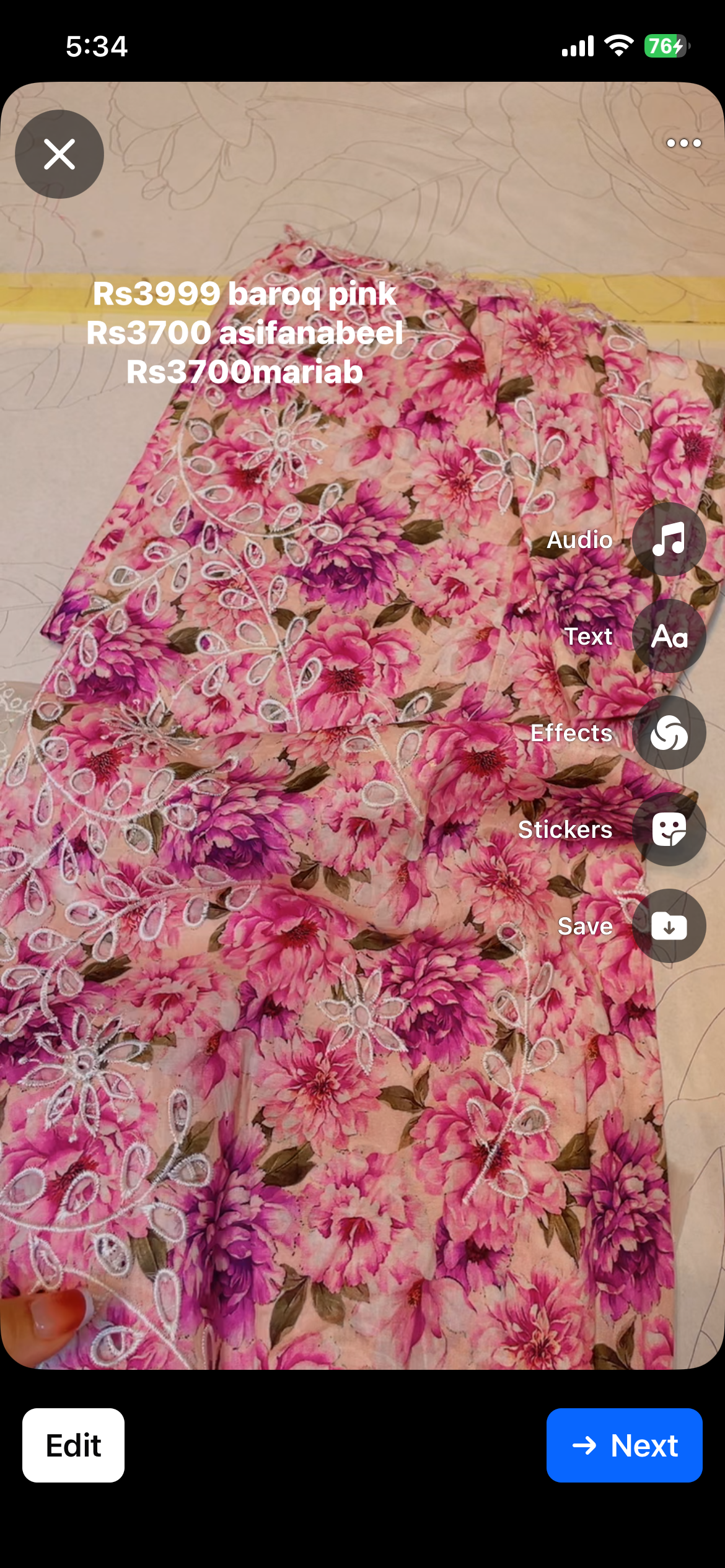 Baroque pink chikenkari 3pcs