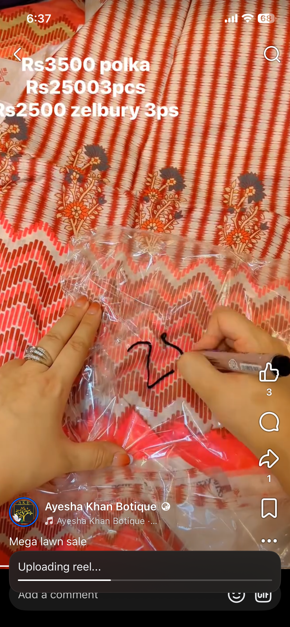 Lawn printed 3pcs