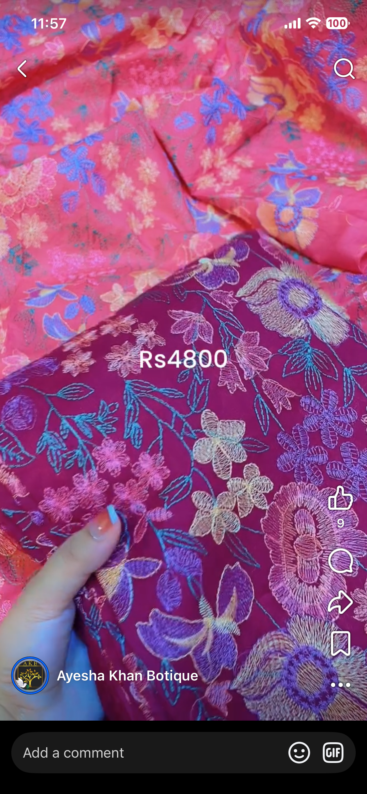 Bareeze majnada with embroidery chiffon dupta 3pcs lawn