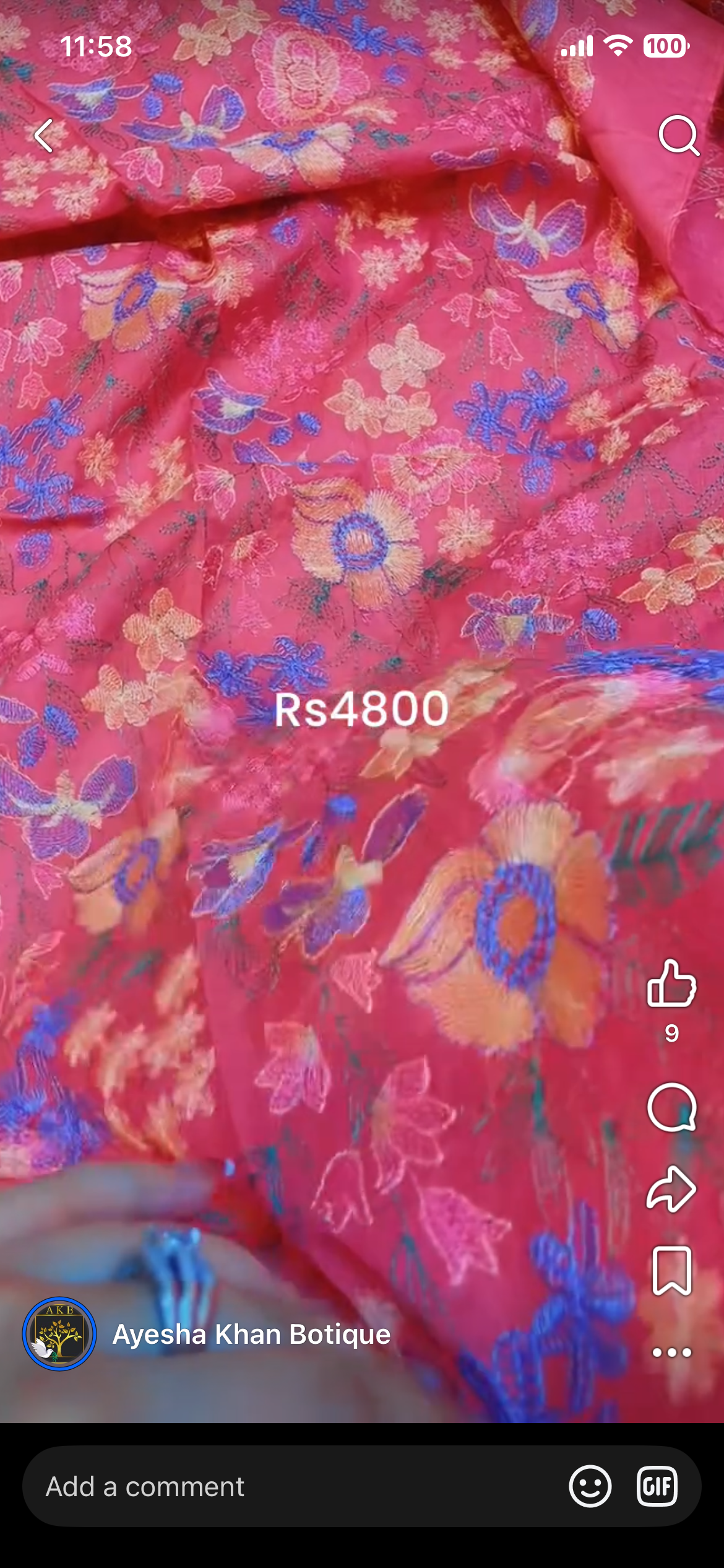 Bareeze peachy pink with embroidery chiffon dupta 3pcs lawn