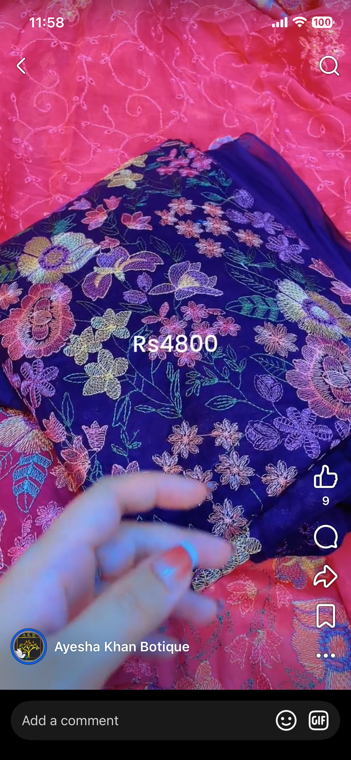 Bareeze plum with embroidery chiffon dupta 3pcs lawn