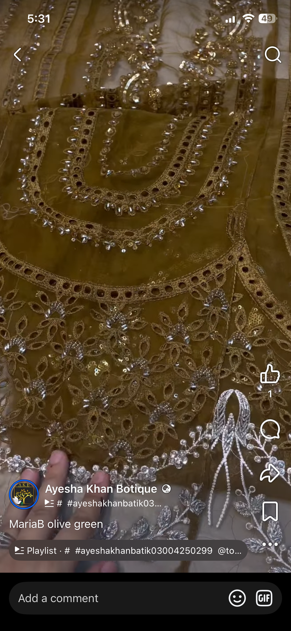 MariaB olive green organza
