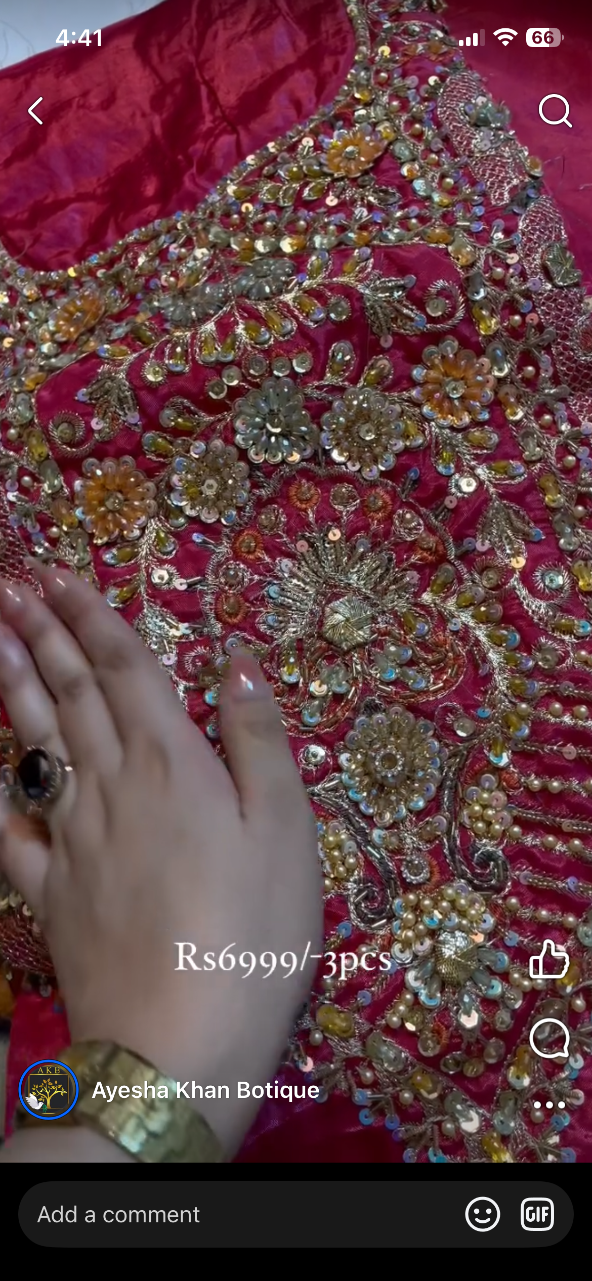 Hussain rehar red silk