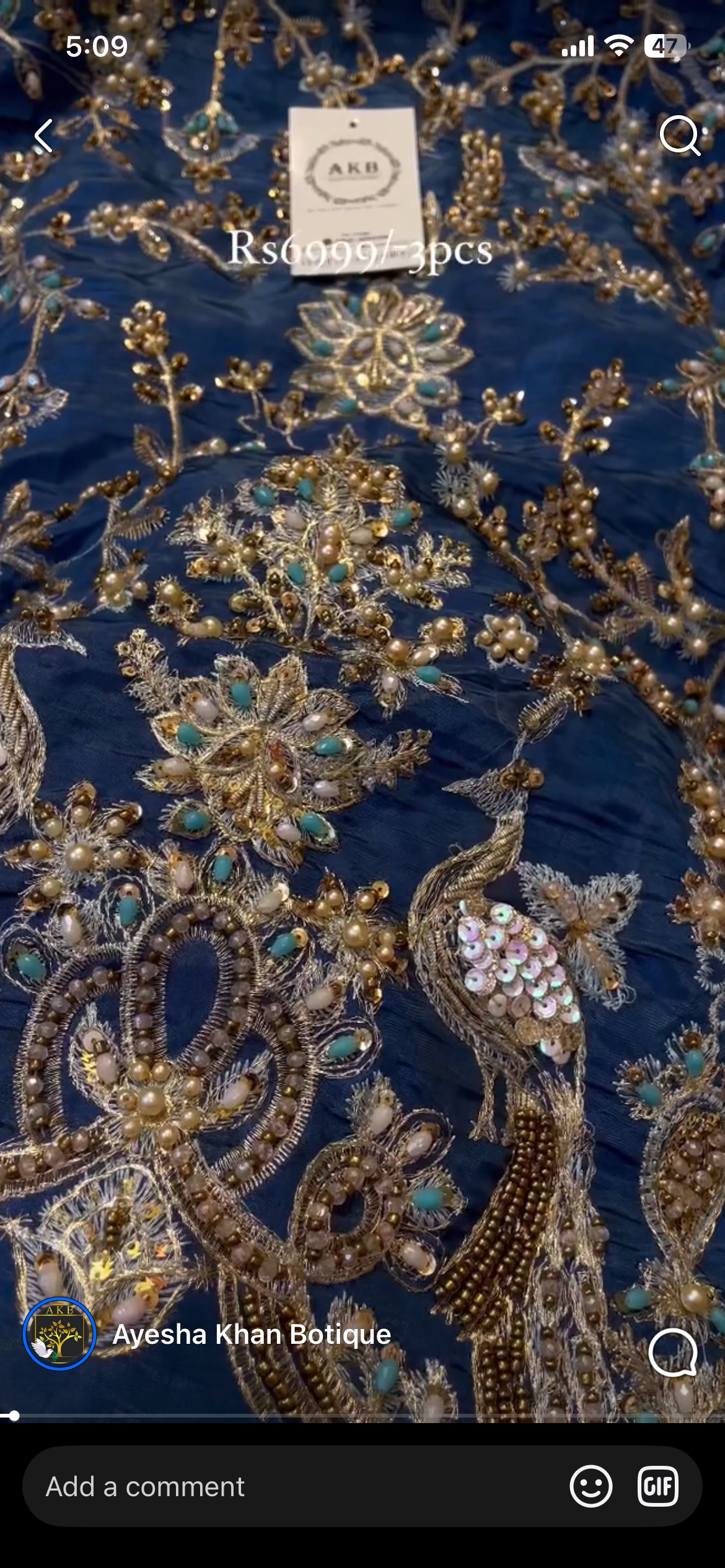 Sara rohail asghar peacock blue