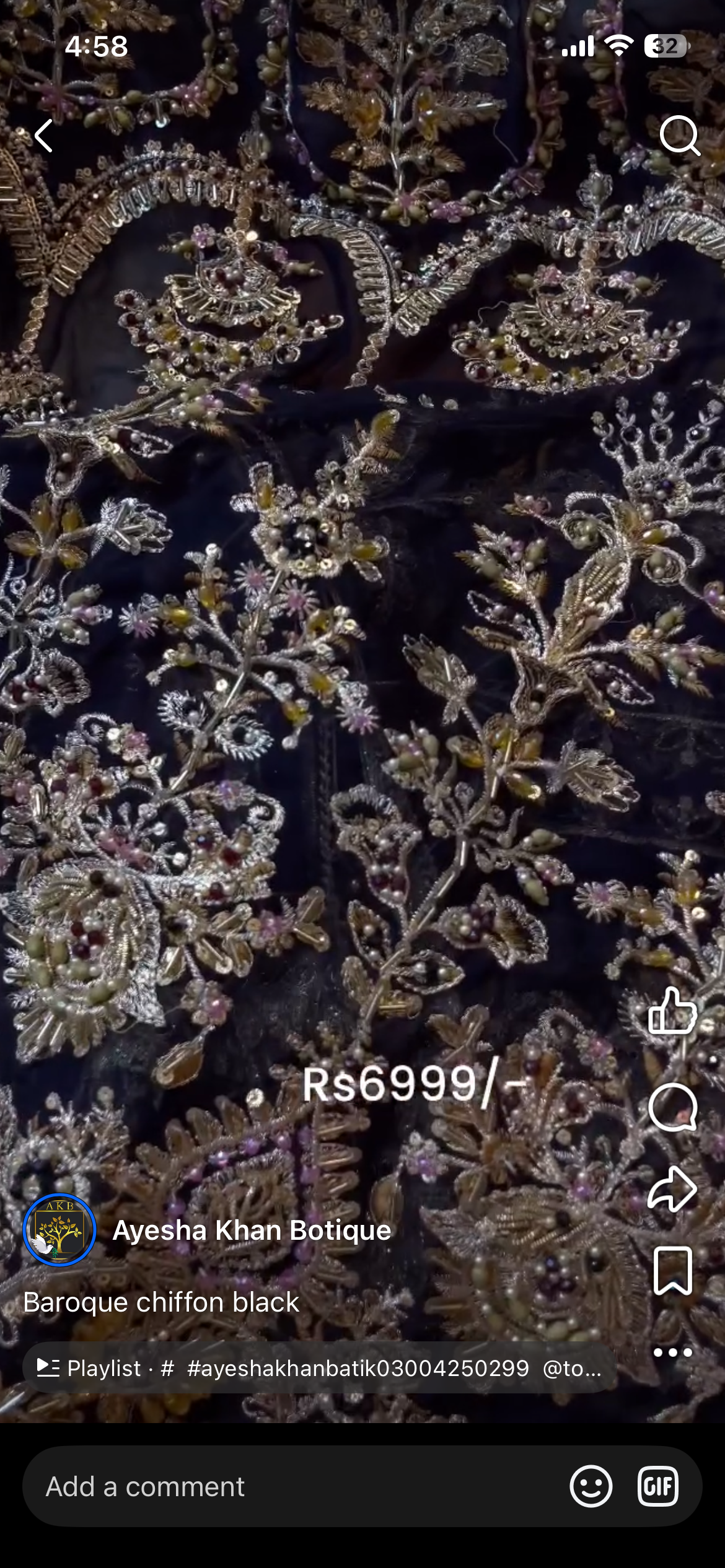 Baroque black chiffon
