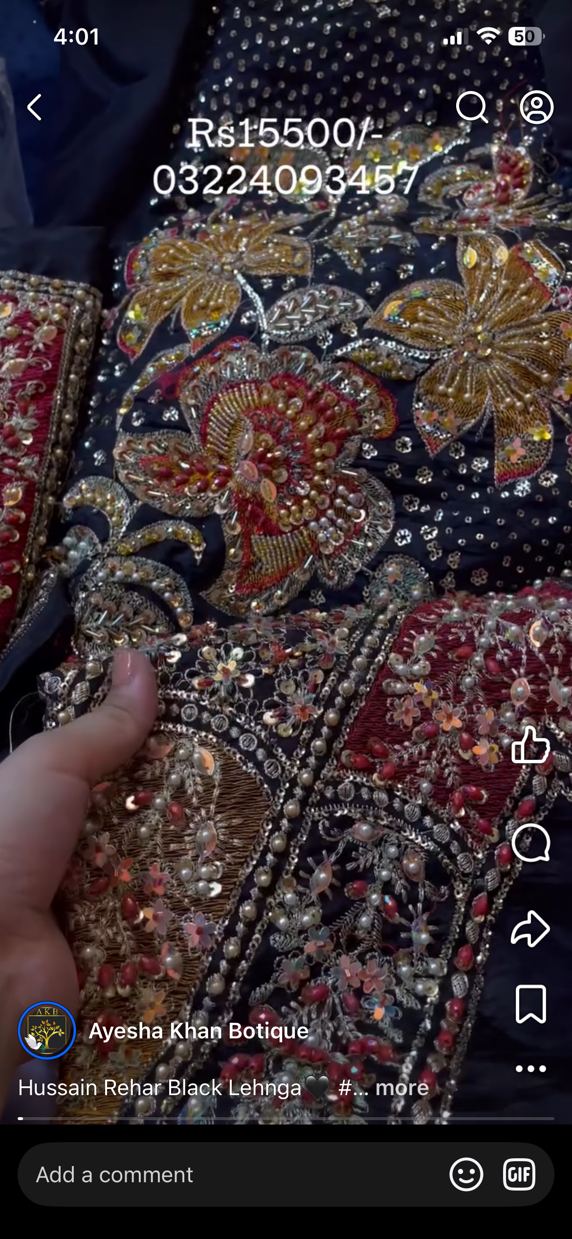 Hussain Rehar Black Lehnga