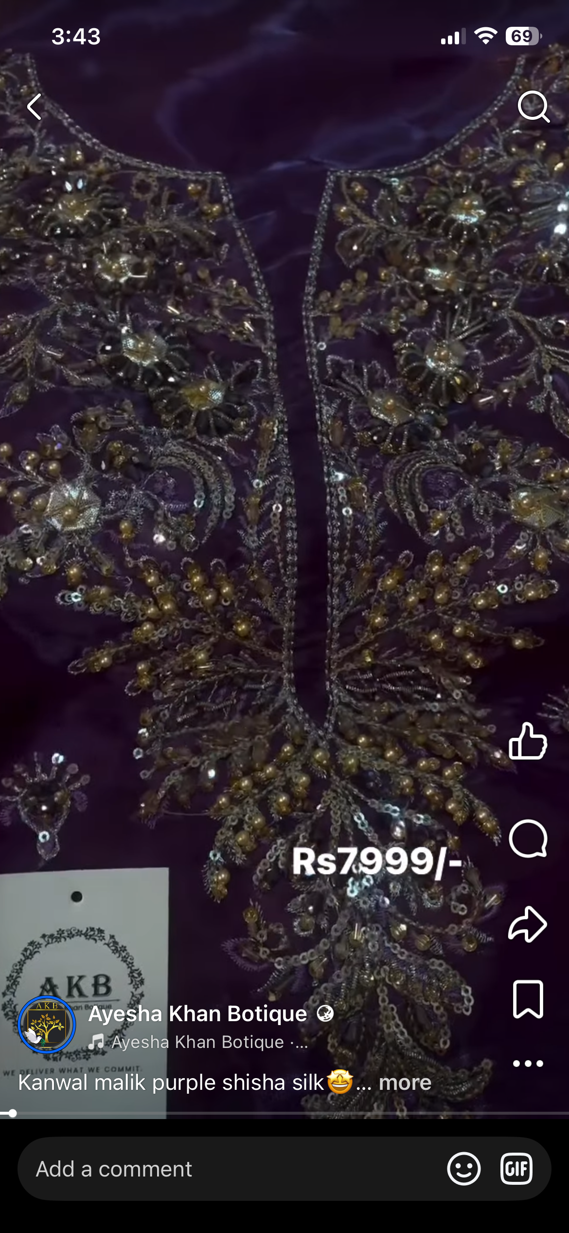 Kanwal malik plum shisha silk