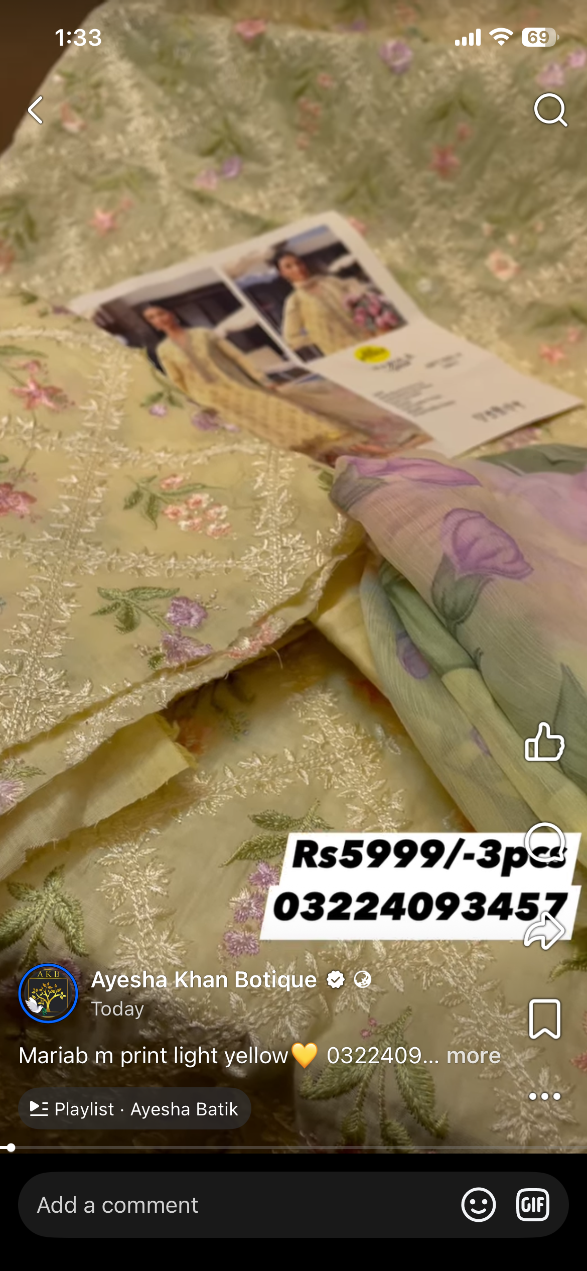 MariaB m print light yellow
