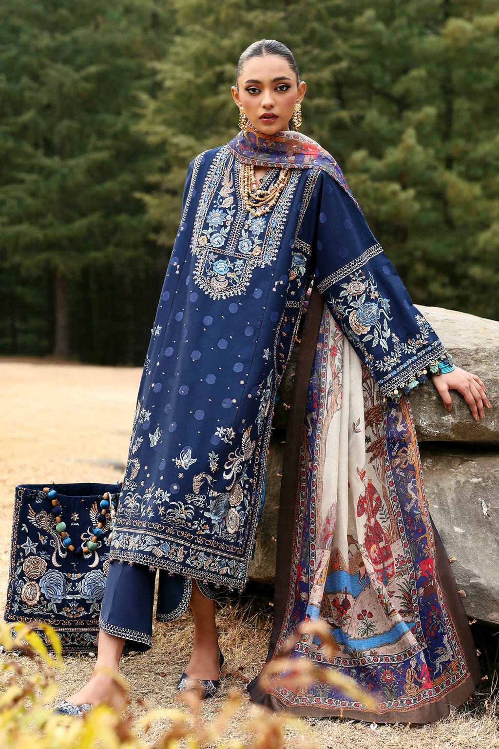 Zaha Luxury Lawn Dark Blue