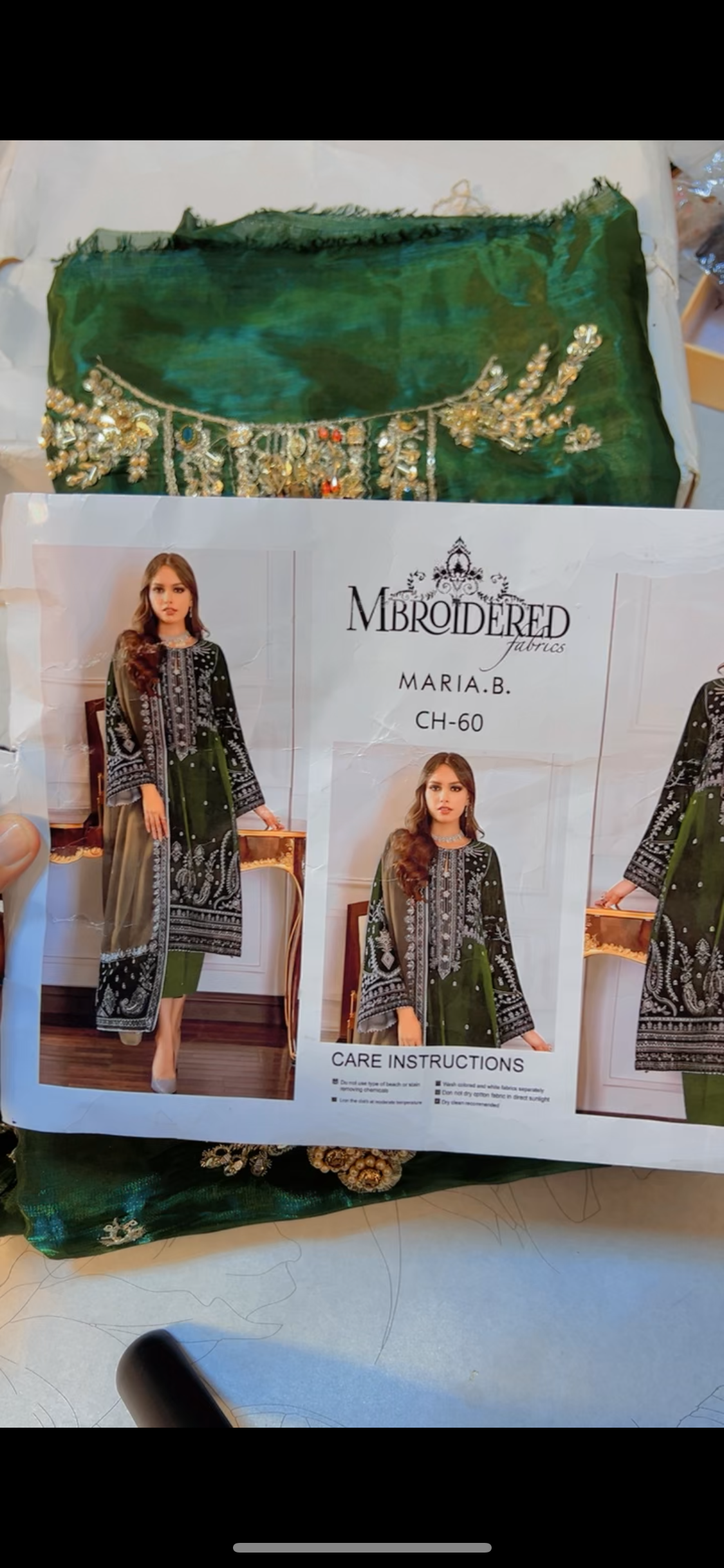 Maria B Bottle Green Sheesha Silk (Ra)