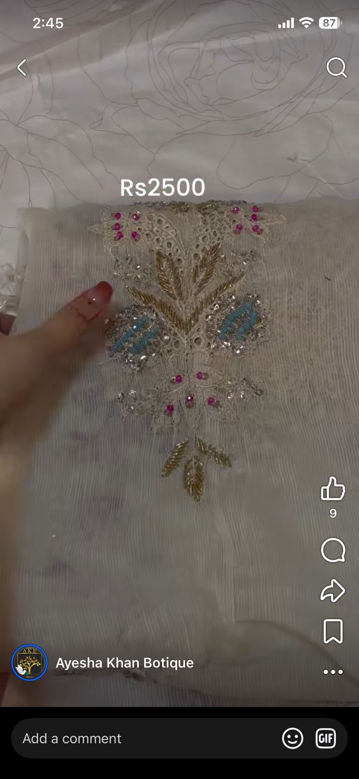 Maria B khadi net White Ra