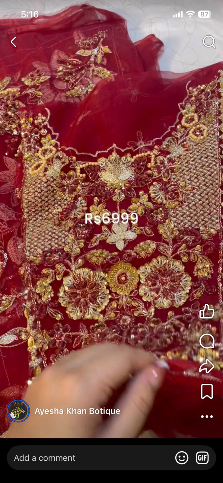 Hussain Rehar Red Maxi