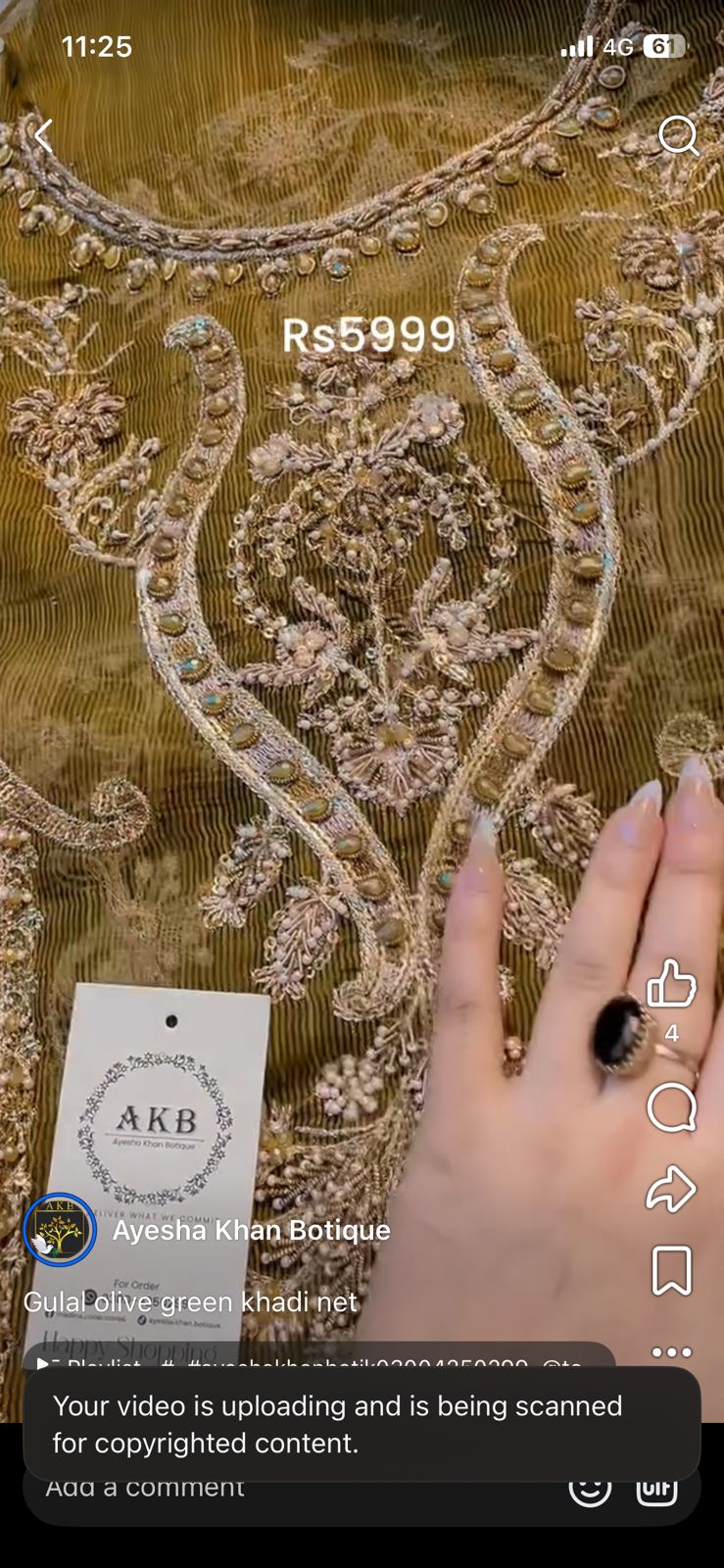 Gulaal Olive green Khaddi Net