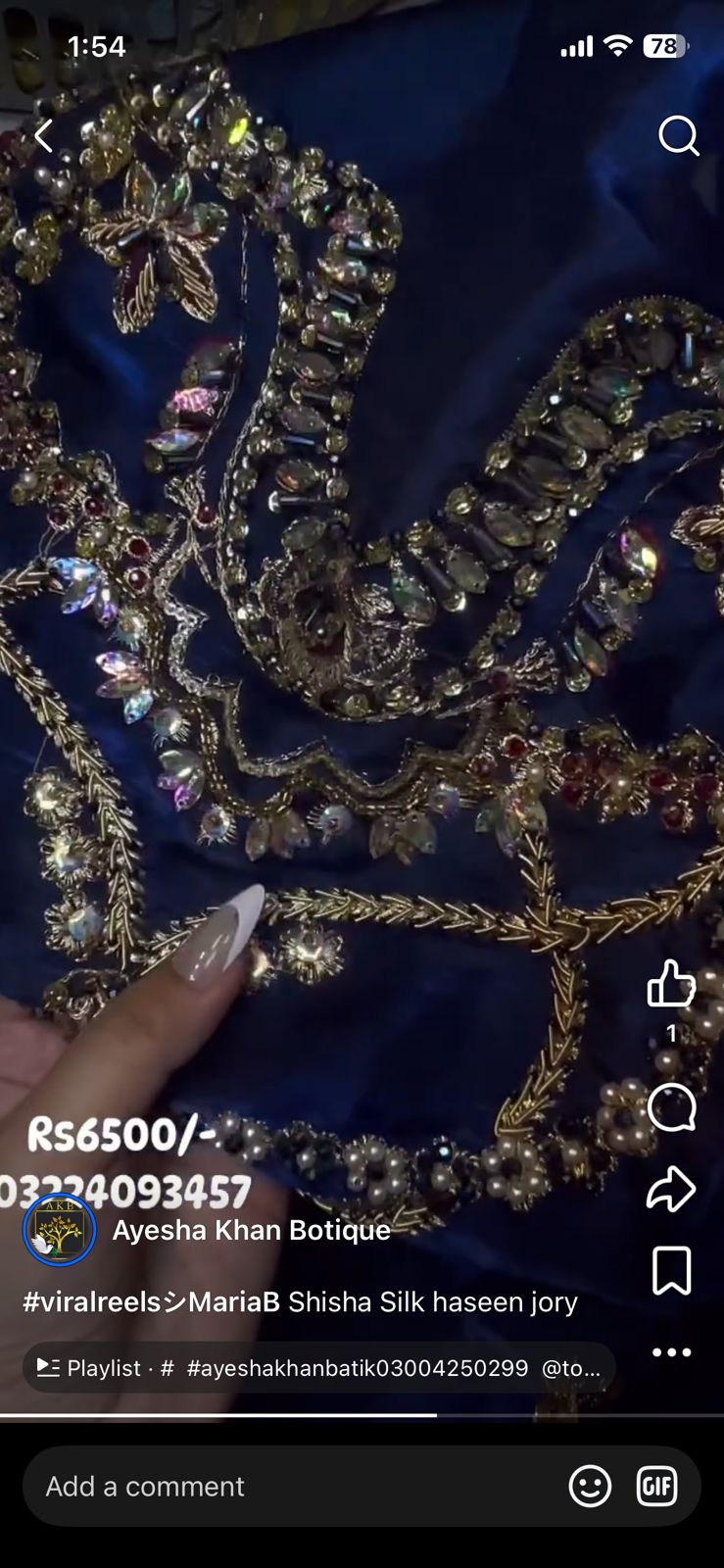 Maria B sheesha Silk Blue Ra
