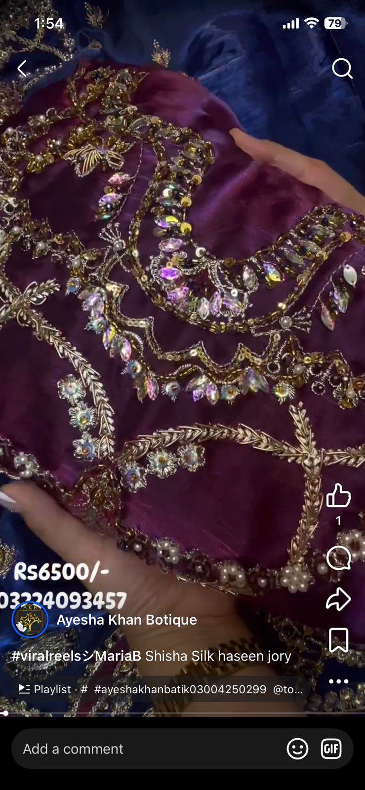 Maria B Sheesha Silk Plum Ra