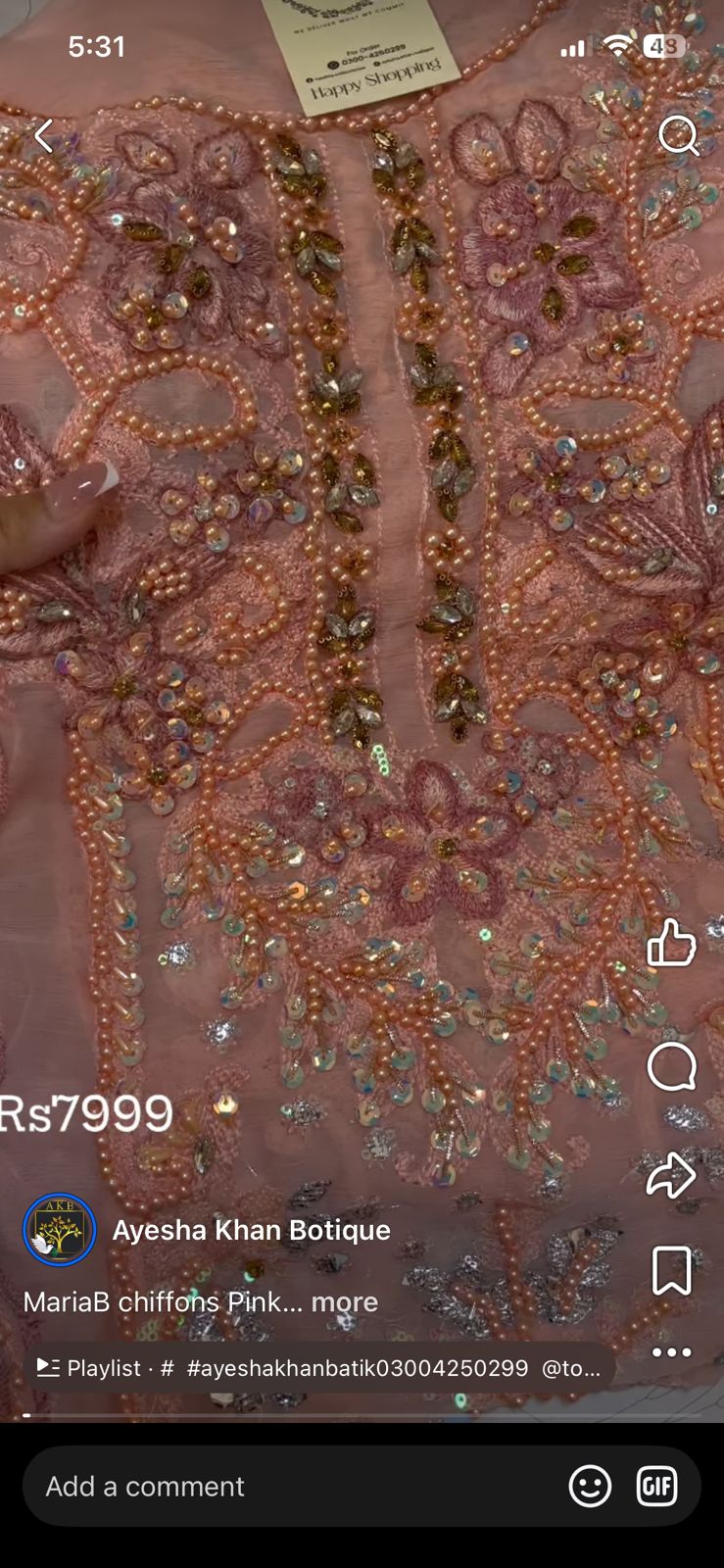 Maria B Chiffon Pink